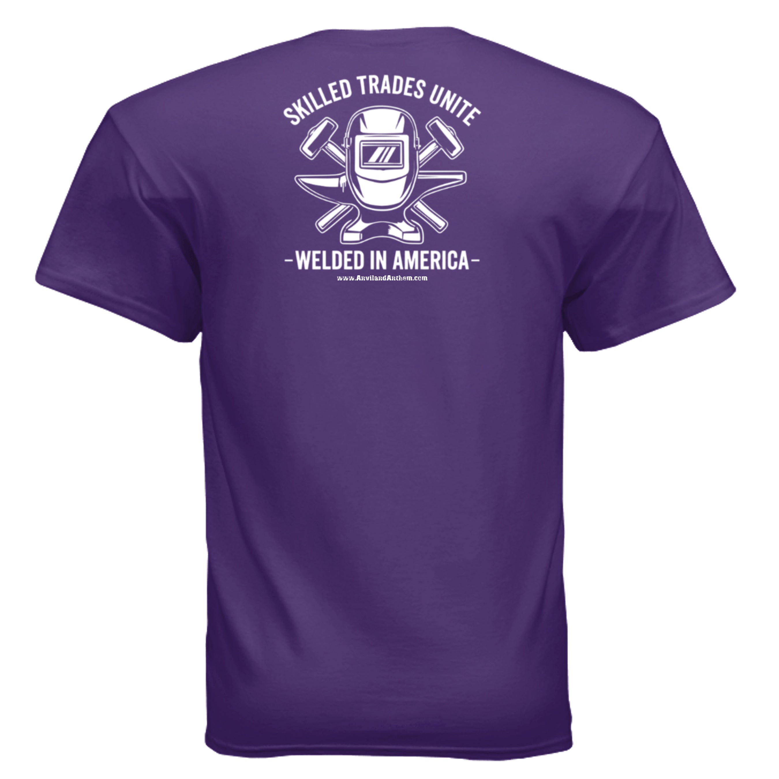 Welded in America Blue Collar Tee – Skilled Trades Unite Workwear Shirt Anvil and Anthem }