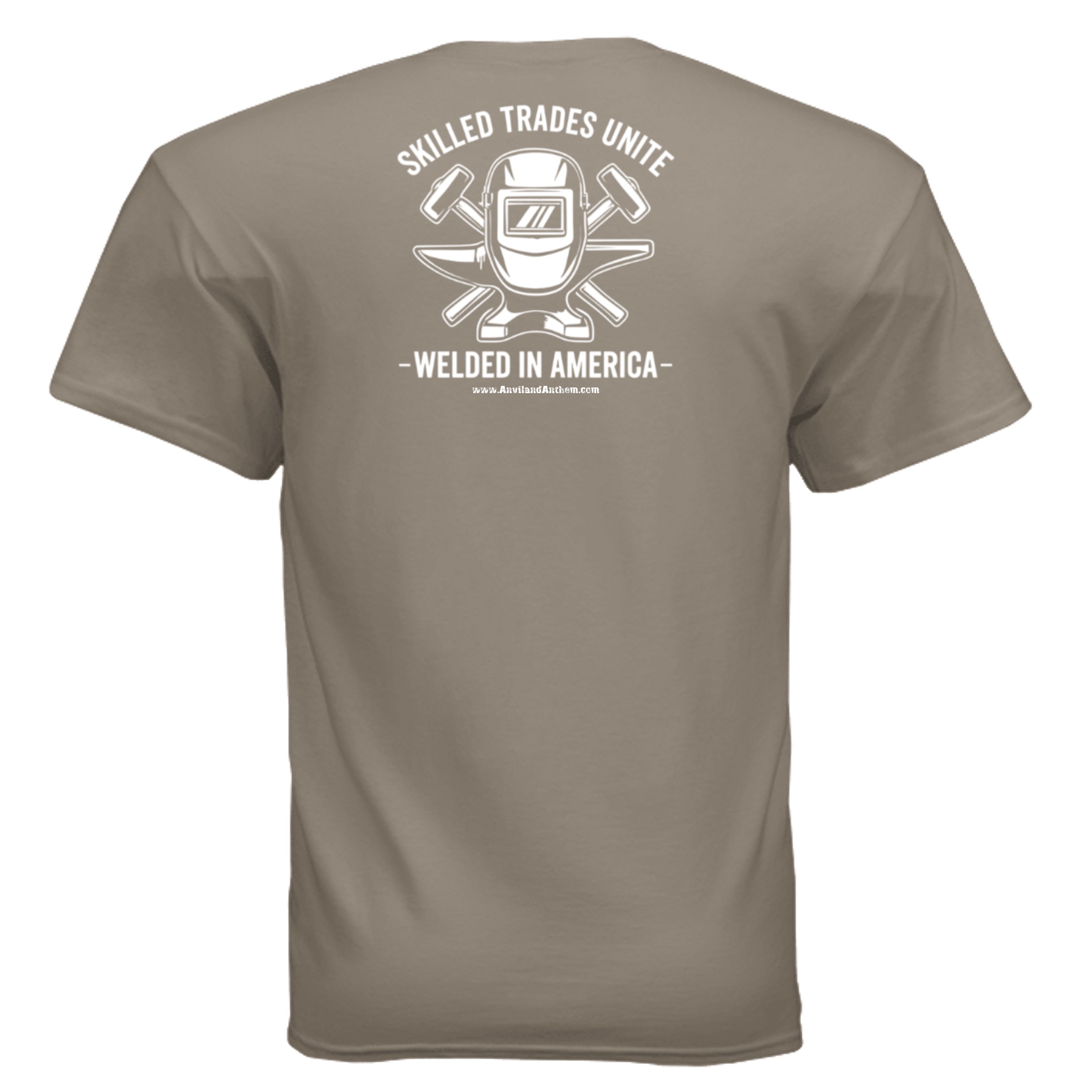 Welded in America Blue Collar Tee – Skilled Trades Unite Workwear Shirt Anvil and Anthem }