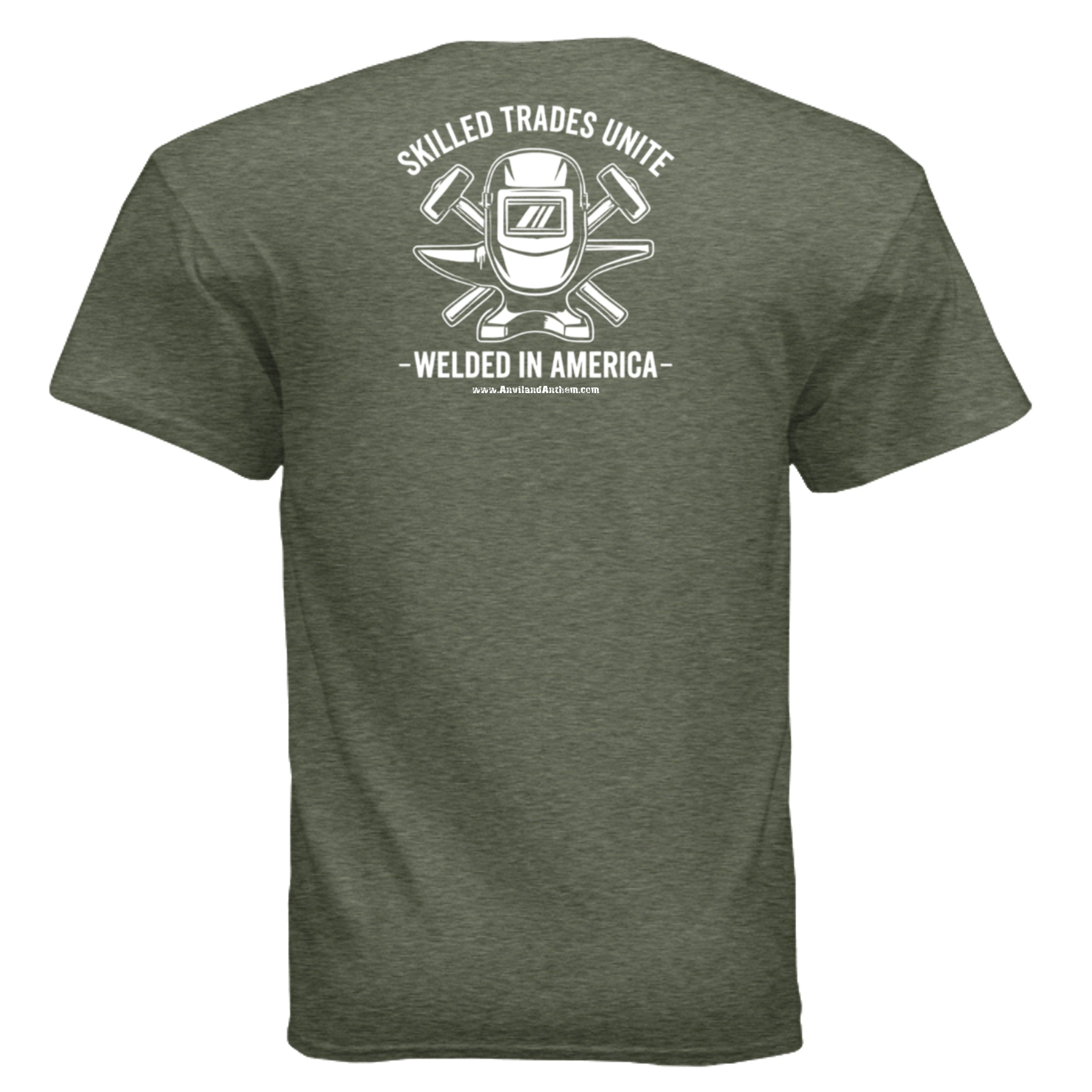 Welded in America Blue Collar Tee – Skilled Trades Unite Workwear Shirt Anvil and Anthem }