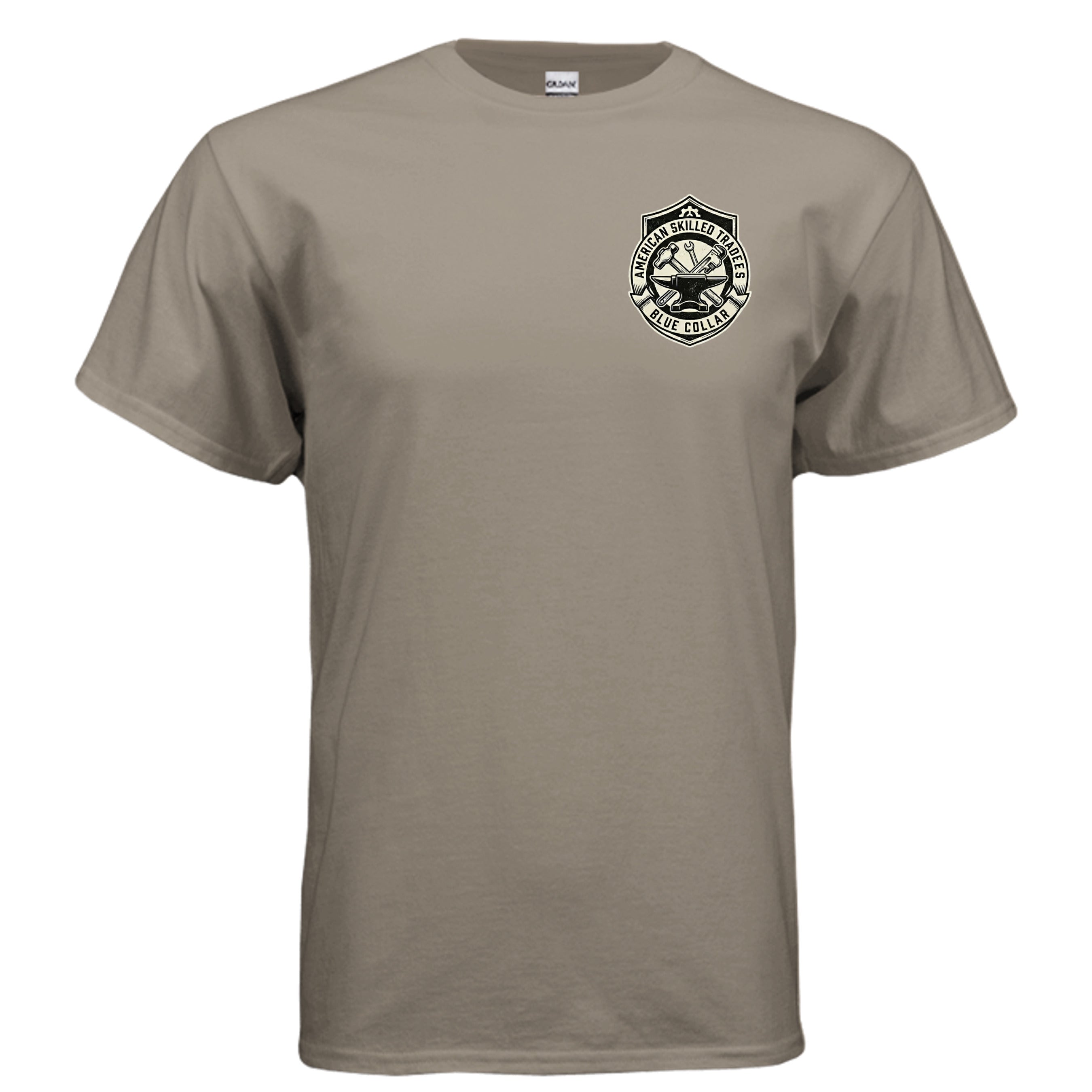 Welded in America Blue Collar Tee – Skilled Trades Unite Workwear Shirt Anvil and Anthem }