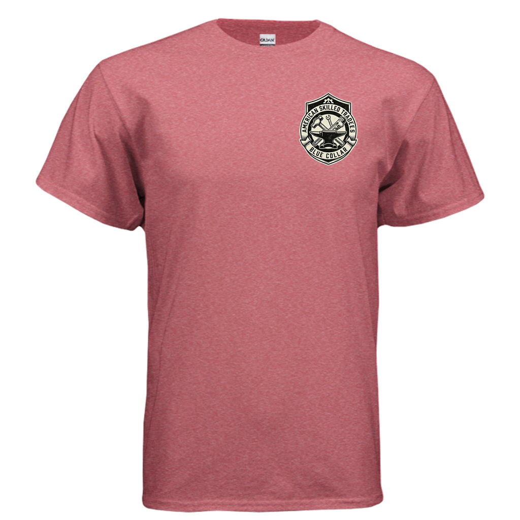 Welded in America Blue Collar Tee – Skilled Trades Unite Workwear Shirt Anvil and Anthem }