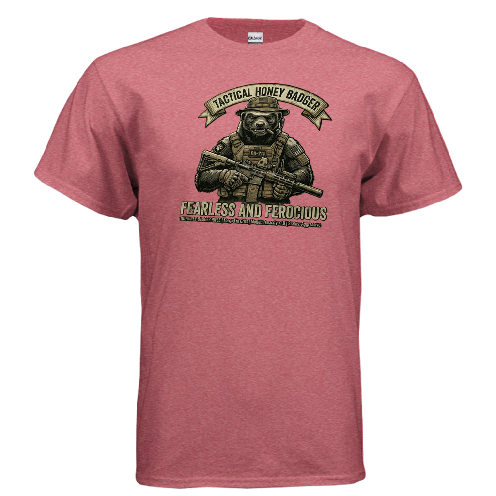 Tactical Honey Badger Tee – Fearless, Ferocious & Bad Decisions Approved Anvil and Anthem }