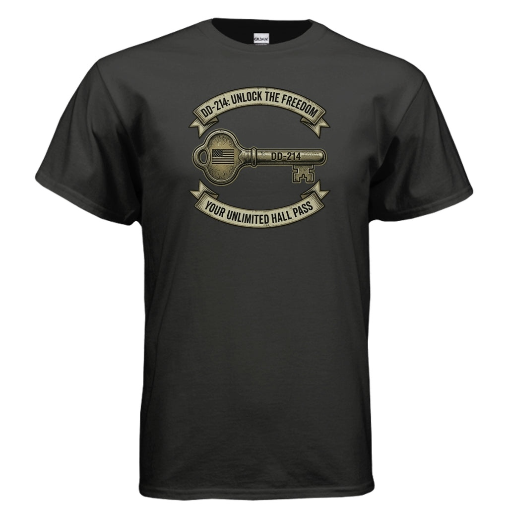 DD214 “Freedom Unlock” Tee – The Original Exit Pass for Legends Anvil and Anthem }