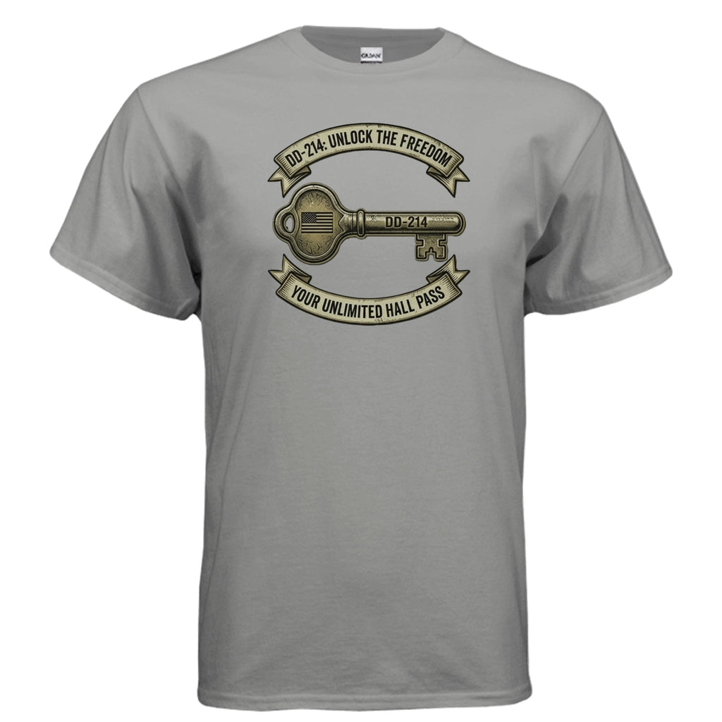 DD214 “Freedom Unlock” Tee – The Original Exit Pass for Legends Anvil and Anthem }