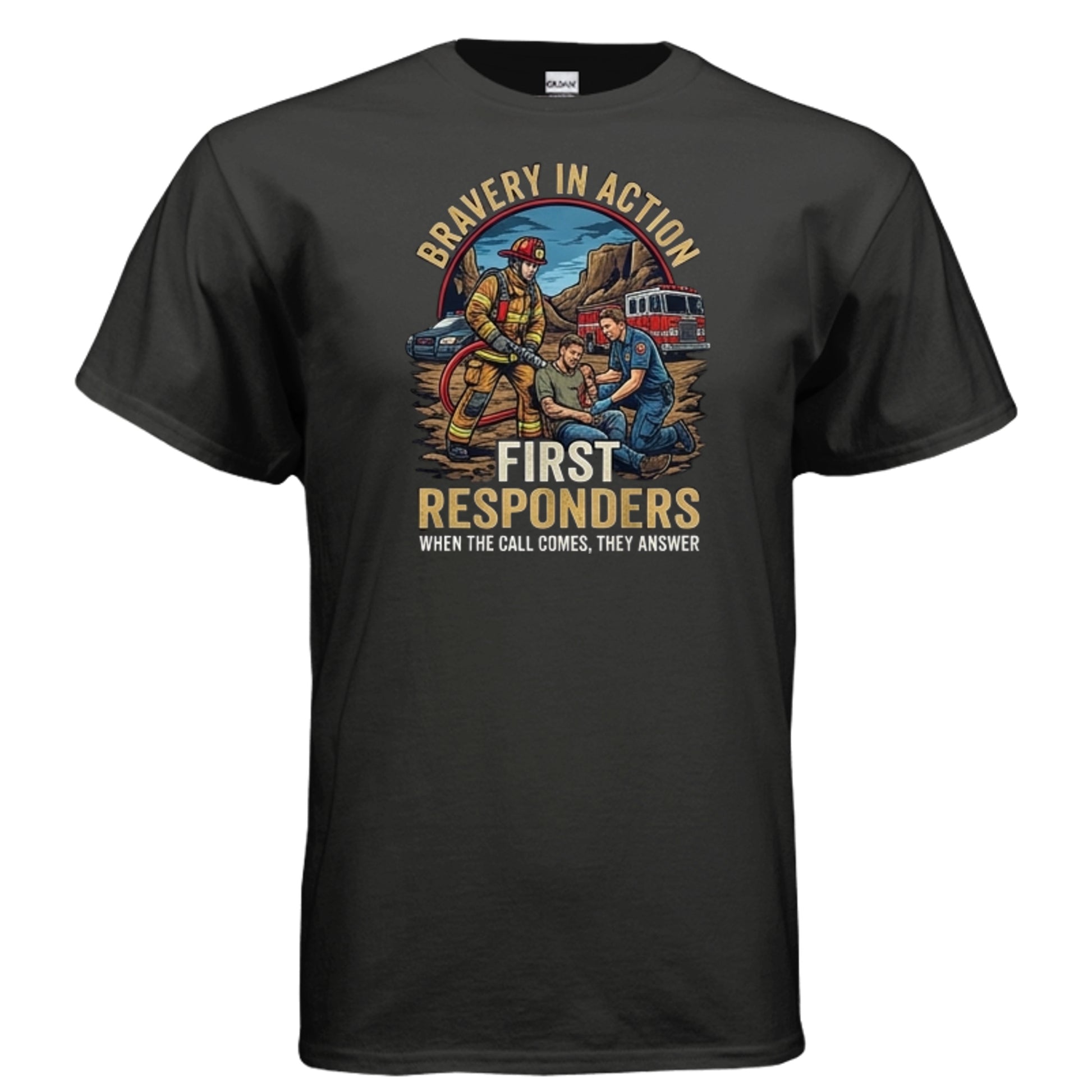 “Bravery in Action” First Responders Tee – When Seconds Count, Legends Show Up {{ product_type }Anvil and Anthem }