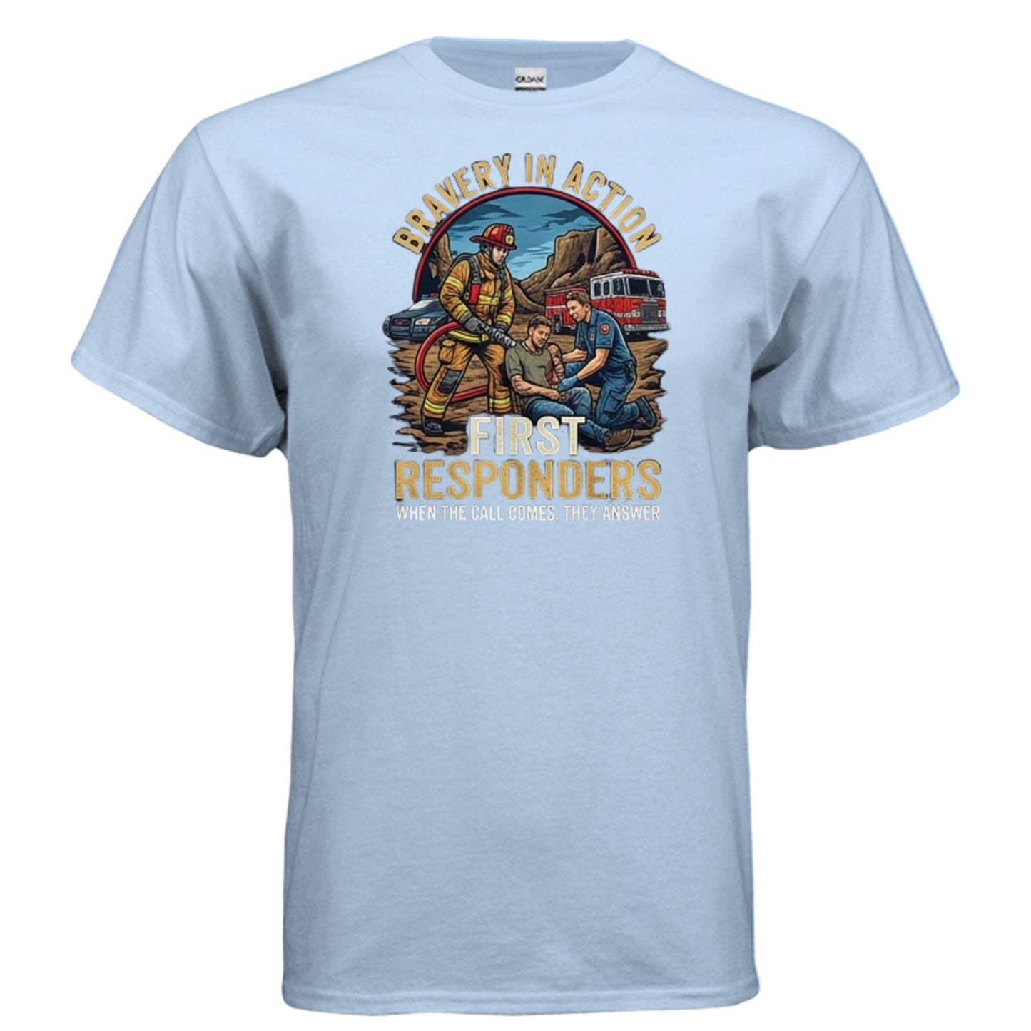“Bravery in Action” First Responders Tee – When Seconds Count, Legends Show Up {{ product_type }Anvil and Anthem }