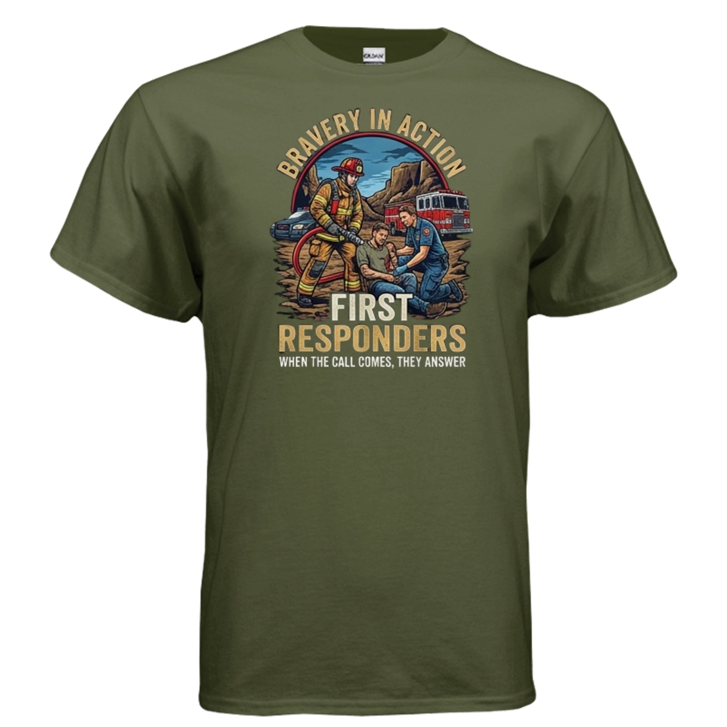 “Bravery in Action” First Responders Tee – When Seconds Count, Legends Show Up {{ product_type }Anvil and Anthem }