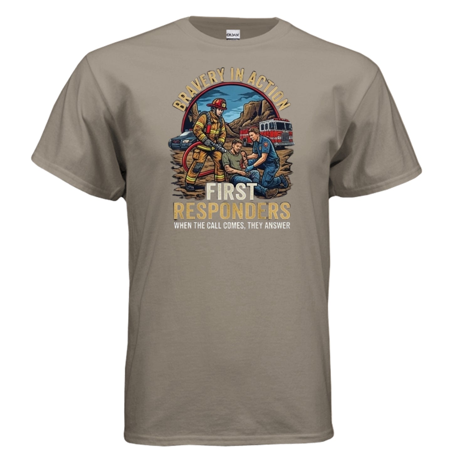 “Bravery in Action” First Responders Tee – When Seconds Count, Legends Show Up {{ product_type }Anvil and Anthem }