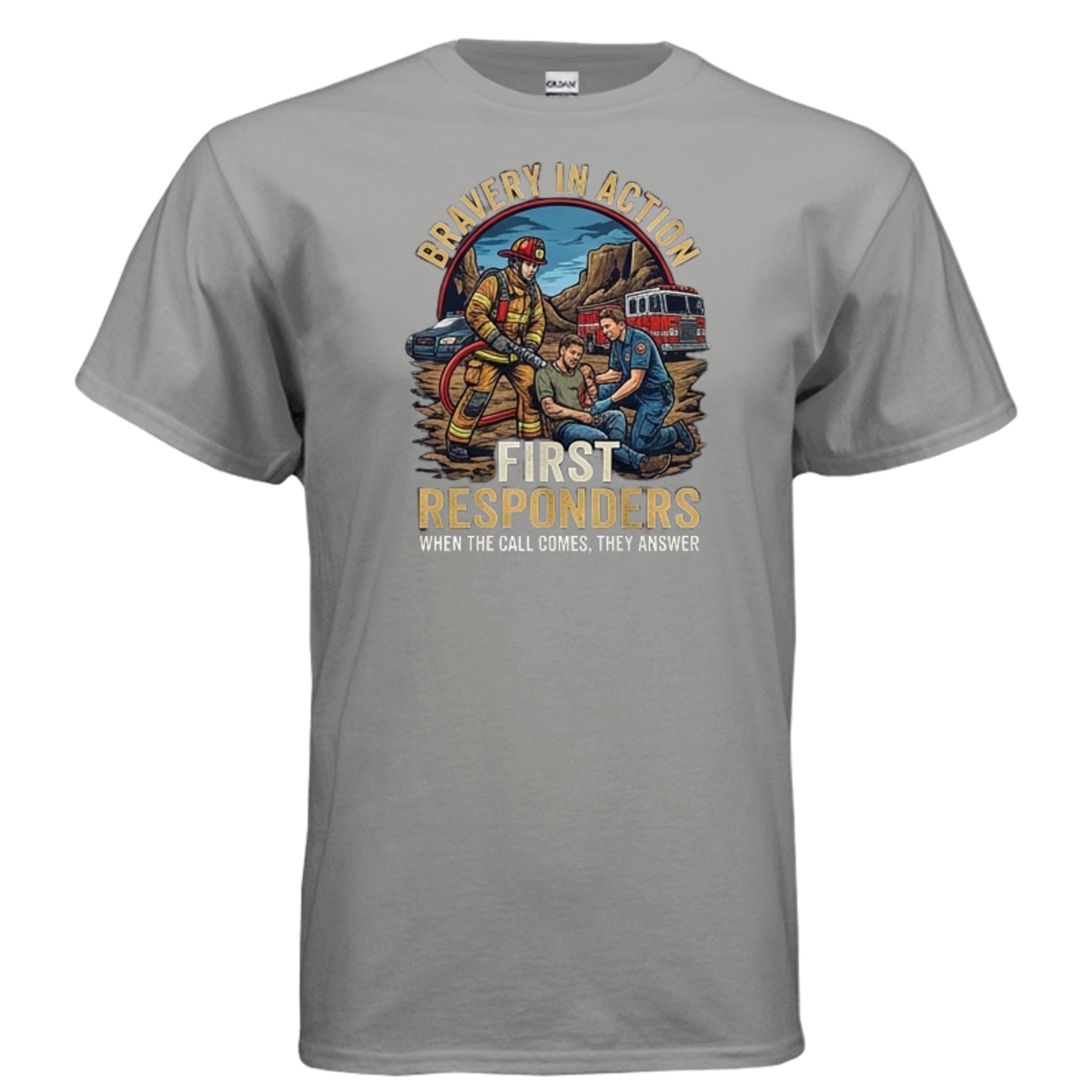 “Bravery in Action” First Responders Tee – When Seconds Count, Legends Show Up {{ product_type }Anvil and Anthem }