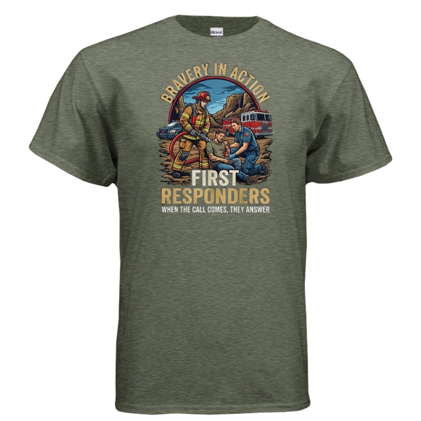 “Bravery in Action” First Responders Tee – When Seconds Count, Legends Show Up {{ product_type }Anvil and Anthem }