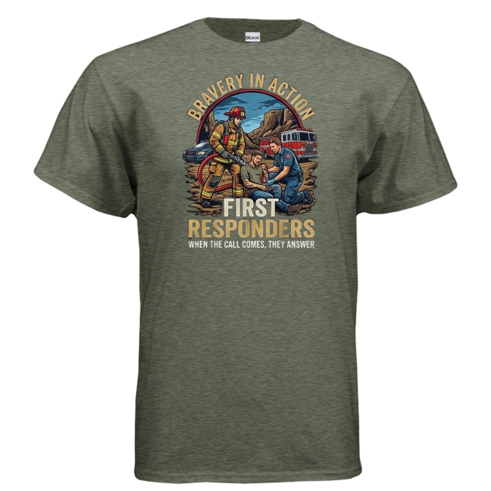 “Bravery in Action” First Responders Tee – When Seconds Count, Legends Show Up {{ product_type }Anvil and Anthem }