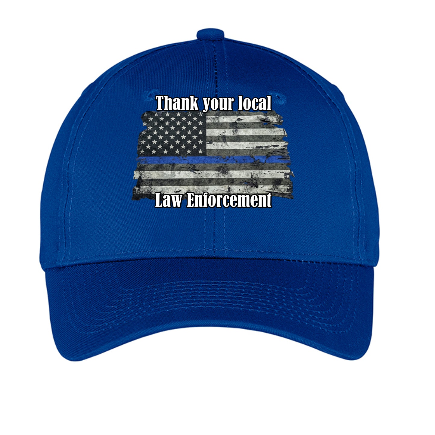 “Thank Your Local Law Enforcement” Thin Blue Line Hat – Law Enforcement Support Cap Royal ONE SIZE {{ product_type }Anvil and Anthem }