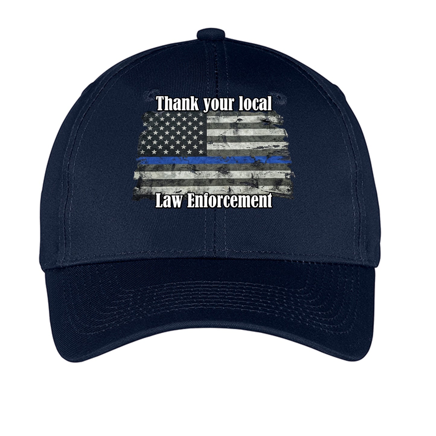 “Thank Your Local Law Enforcement” Thin Blue Line Hat – Law Enforcement Support Cap NAVY ONE SIZE {{ product_type }Anvil and Anthem }