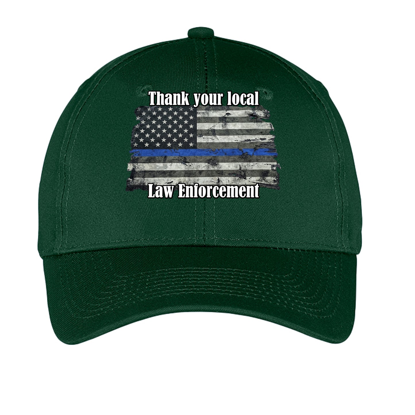 “Thank Your Local Law Enforcement” Thin Blue Line Hat – Law Enforcement Support Cap Hunter ONE SIZE {{ product_type }Anvil and Anthem }