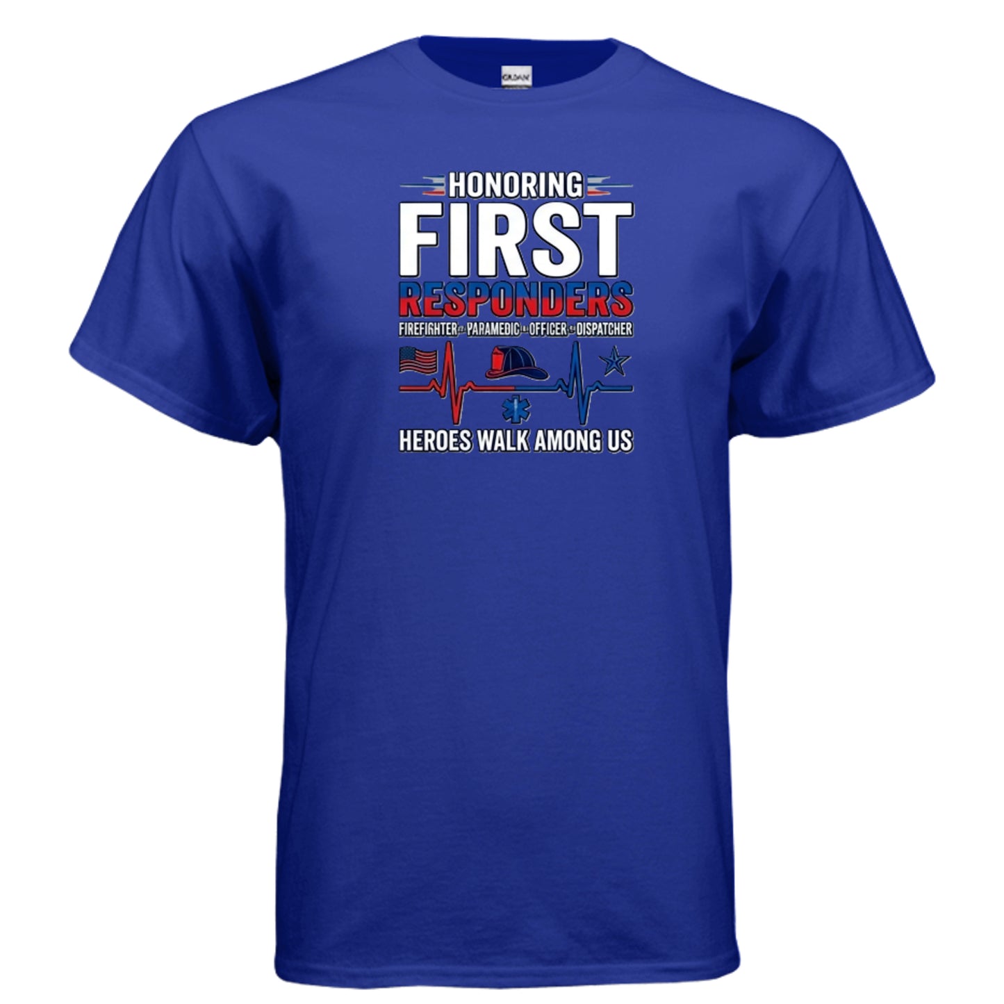 “Heroes Walk Among Us” First Responders Tee – Heartbeat of Courage Edition {{ product_type }Anvil and Anthem }