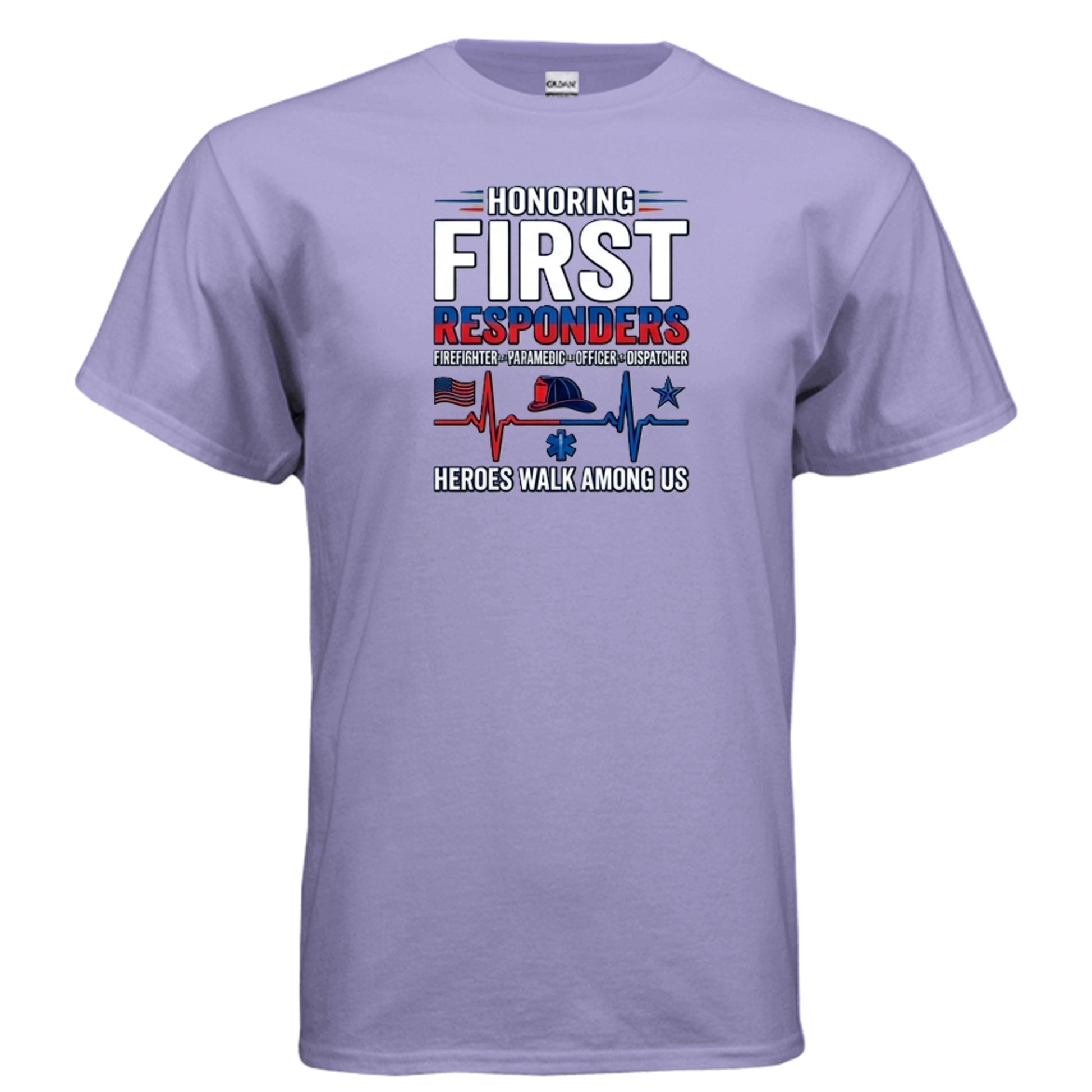 “Heroes Walk Among Us” First Responders Tee – Heartbeat of Courage Edition {{ product_type }Anvil and Anthem }