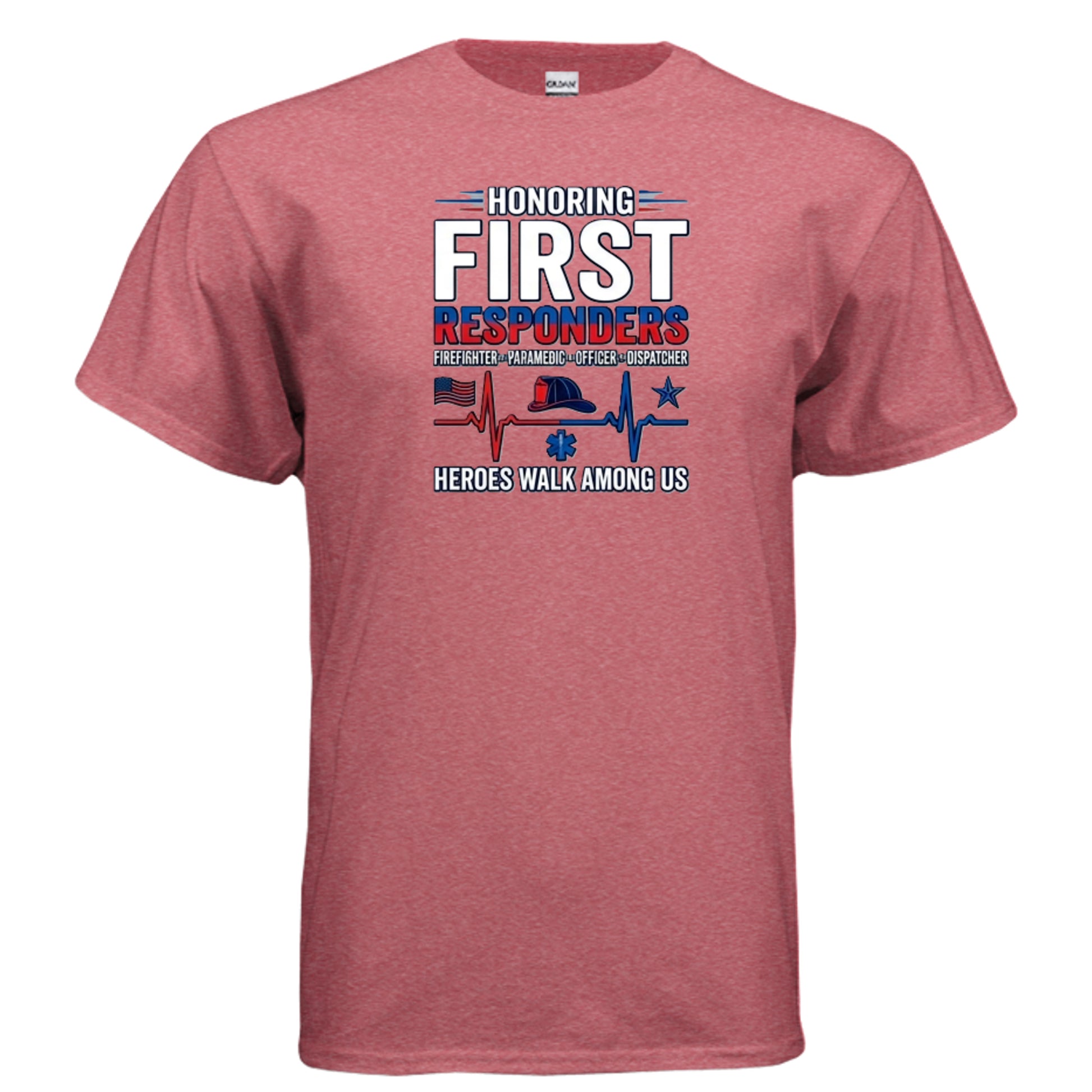 “Heroes Walk Among Us” First Responders Tee – Heartbeat of Courage Edition {{ product_type }Anvil and Anthem }