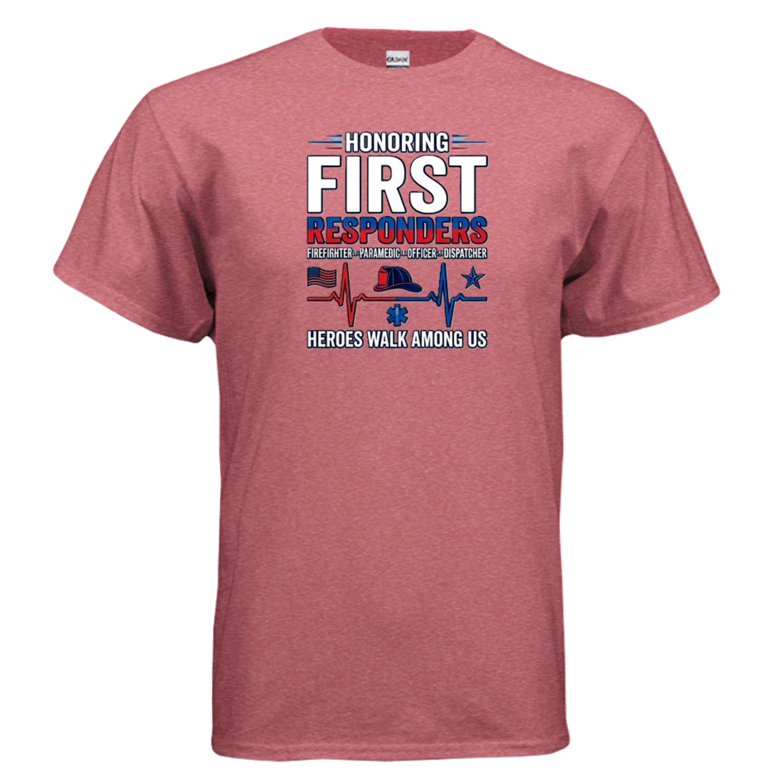 “Heroes Walk Among Us” First Responders Tee – Heartbeat of Courage Edition Anvil and Anthem }