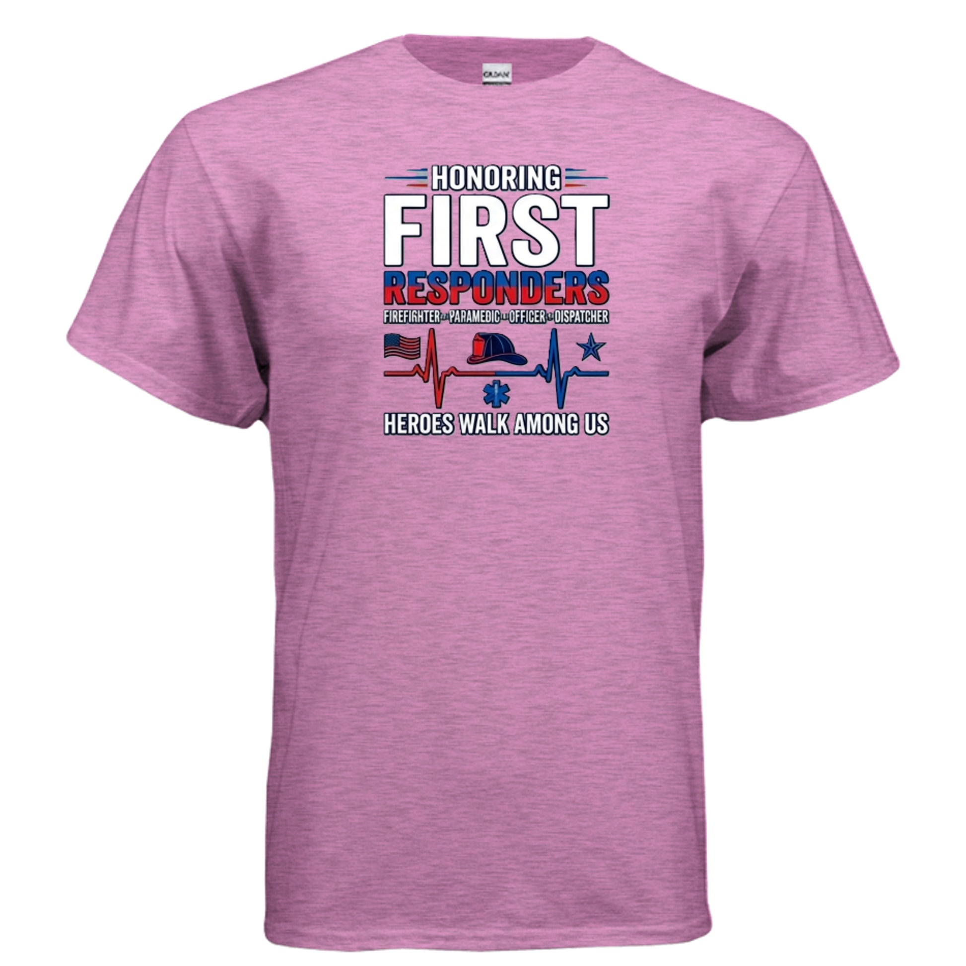 “Heroes Walk Among Us” First Responders Tee – Heartbeat of Courage Edition {{ product_type }Anvil and Anthem }