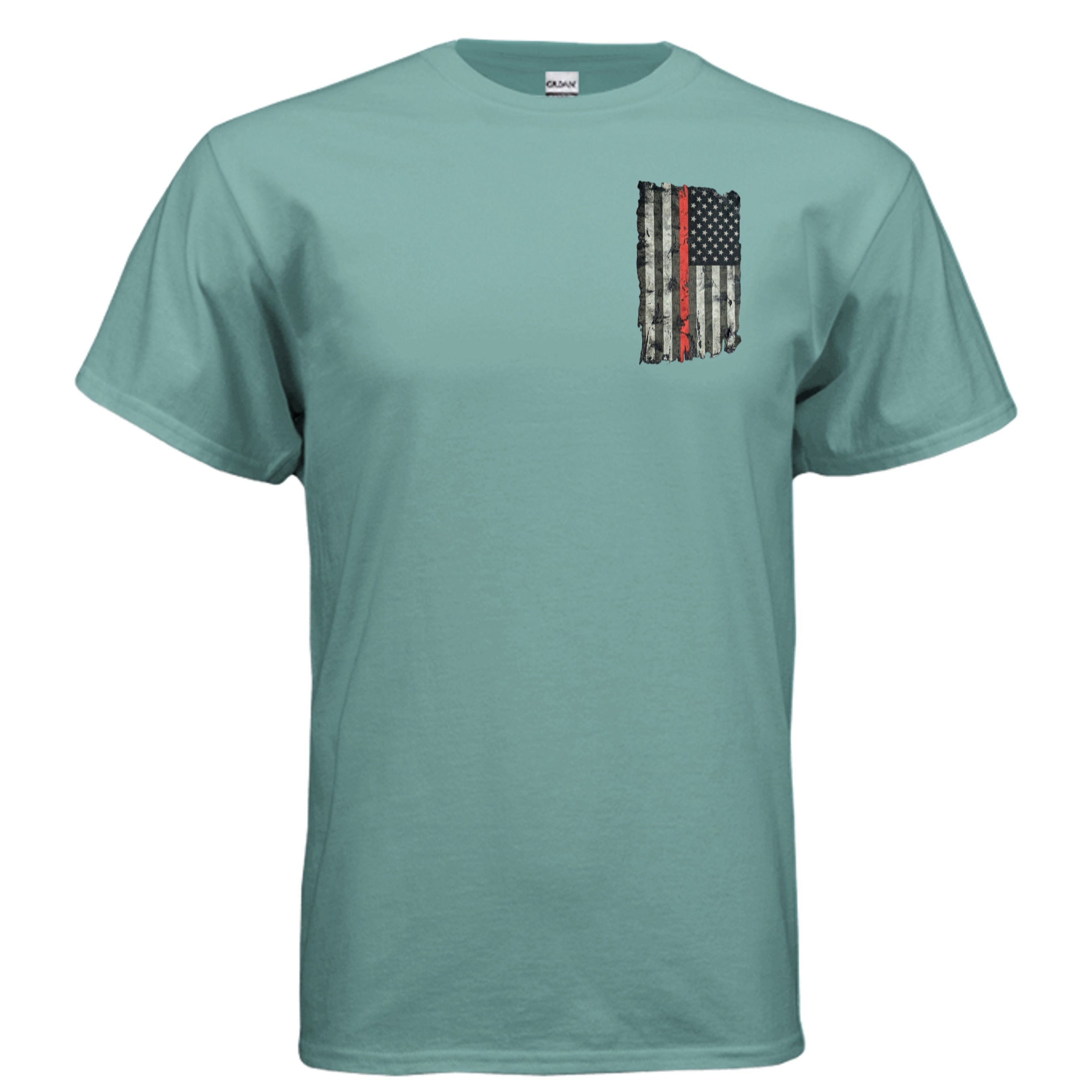 “Courage Under Fire” Firefighter Tee – Thin Red Line Front & Back Graphic Shirt Anvil and Anthem }