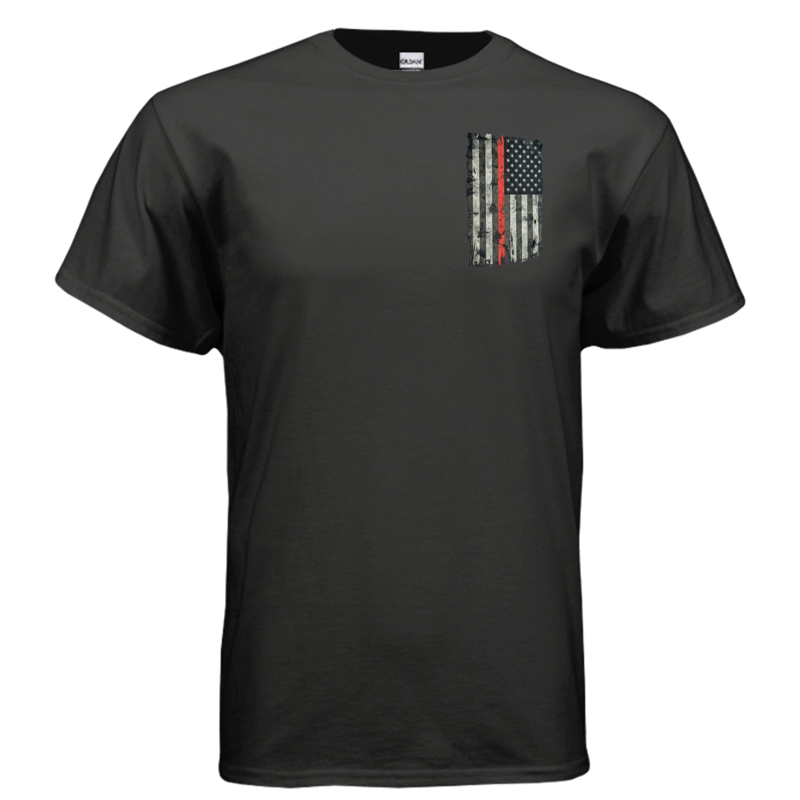 “Courage Under Fire” Firefighter Tee – Thin Red Line Front & Back Graphic Shirt Anvil and Anthem }