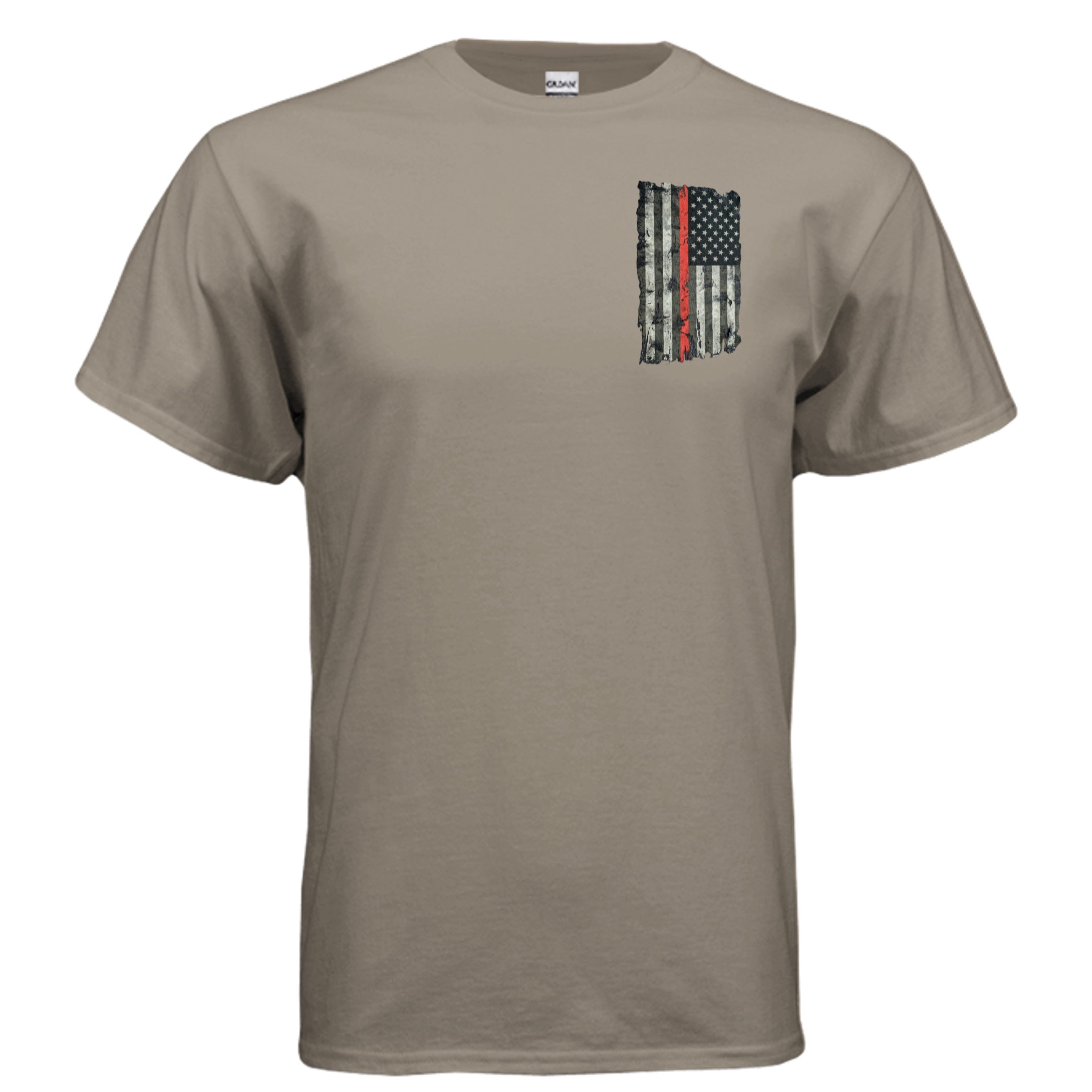 “Courage Under Fire” Firefighter Tee – Thin Red Line Front & Back Graphic Shirt Anvil and Anthem }