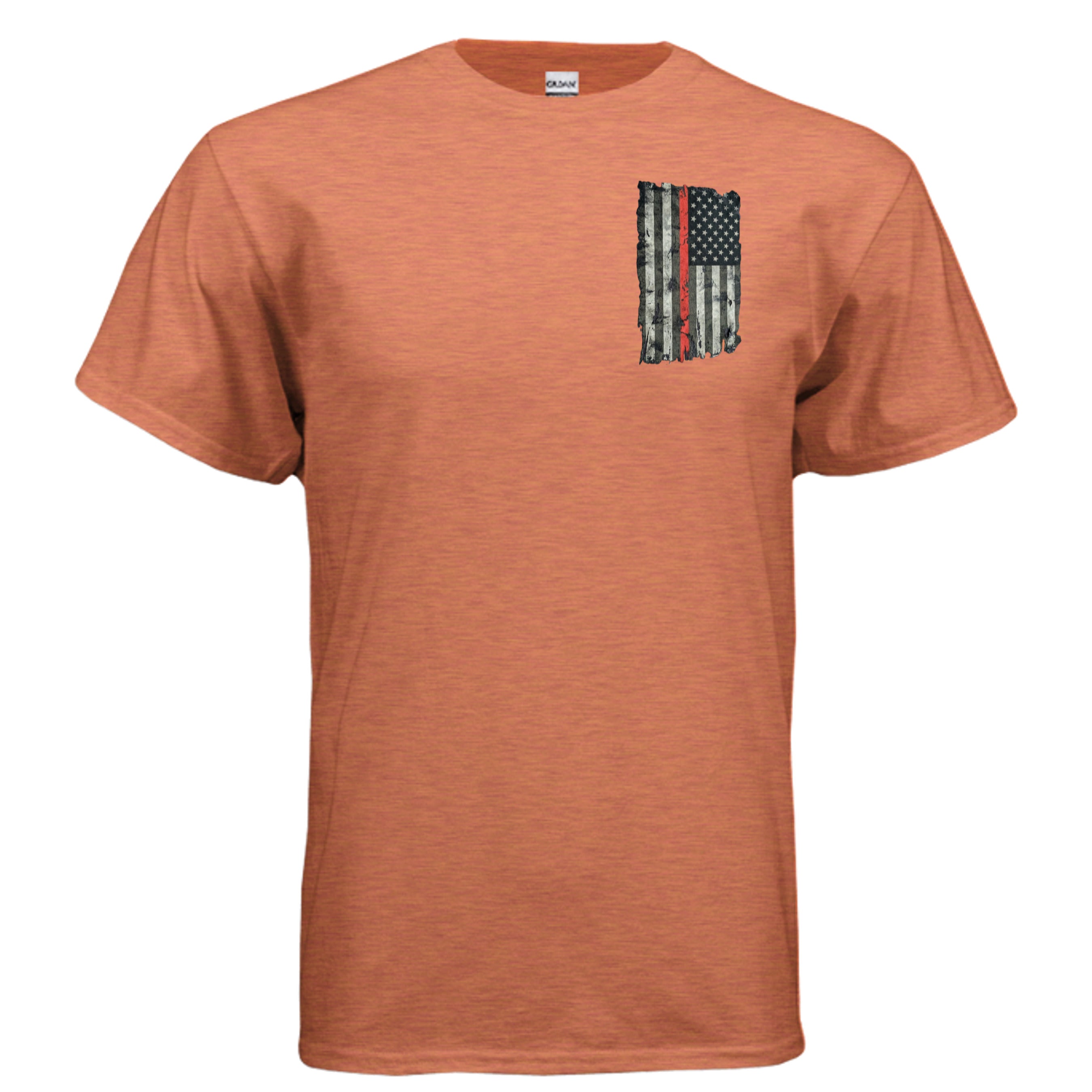 “Courage Under Fire” Firefighter Tee – Thin Red Line Front & Back Graphic Shirt Anvil and Anthem }