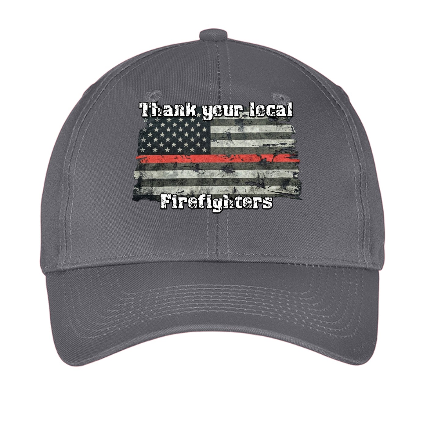 “Thank Your Local Firefighters” Hat – Thin Red Line Support Cap Charcoal ONE SIZE {{ product_type }Anvil and Anthem }