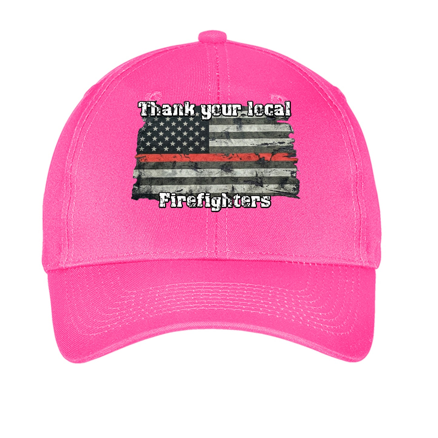 “Thank Your Local Firefighters” Hat – Thin Red Line Support Cap Neon Pink ONE SIZE {{ product_type }Anvil and Anthem }
