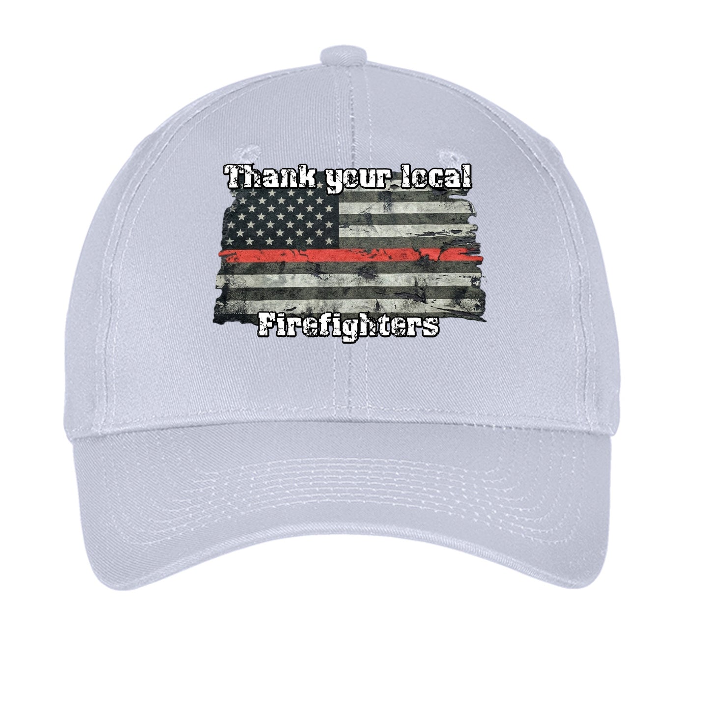 “Thank Your Local Firefighters” Hat – Thin Red Line Support Cap Silver ONE SIZE {{ product_type }Anvil and Anthem }