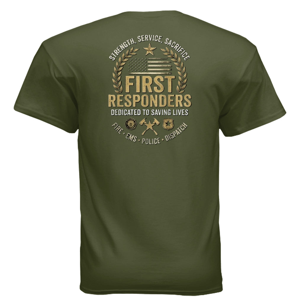 “Strength • Service • Sacrifice” First Responders Tee – All Heroes Edition Anvil and Anthem }