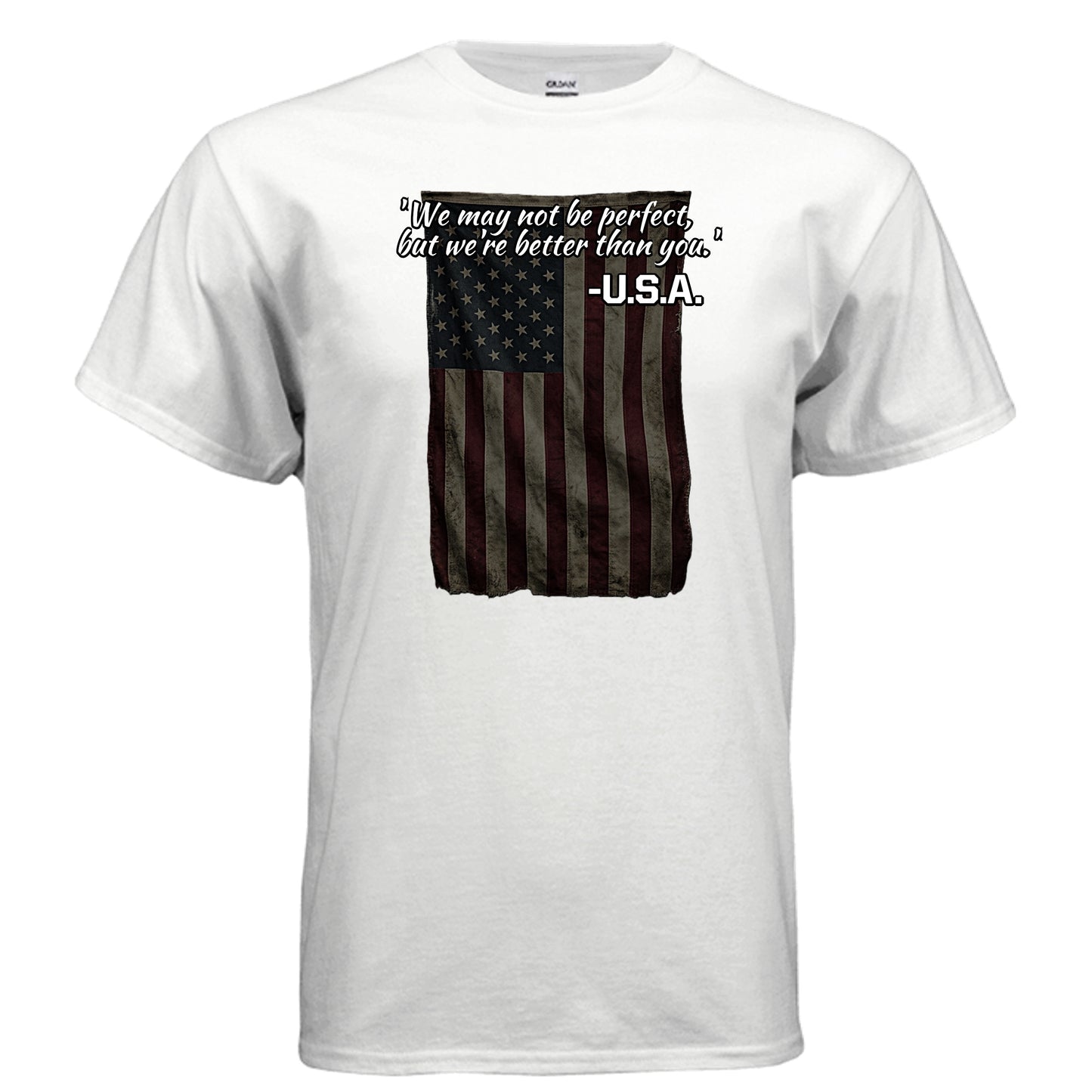 “Not Perfect, Still Winning” USA Tee – American Swagger Edition WHITE {{ product_type }Anvil and Anthem }