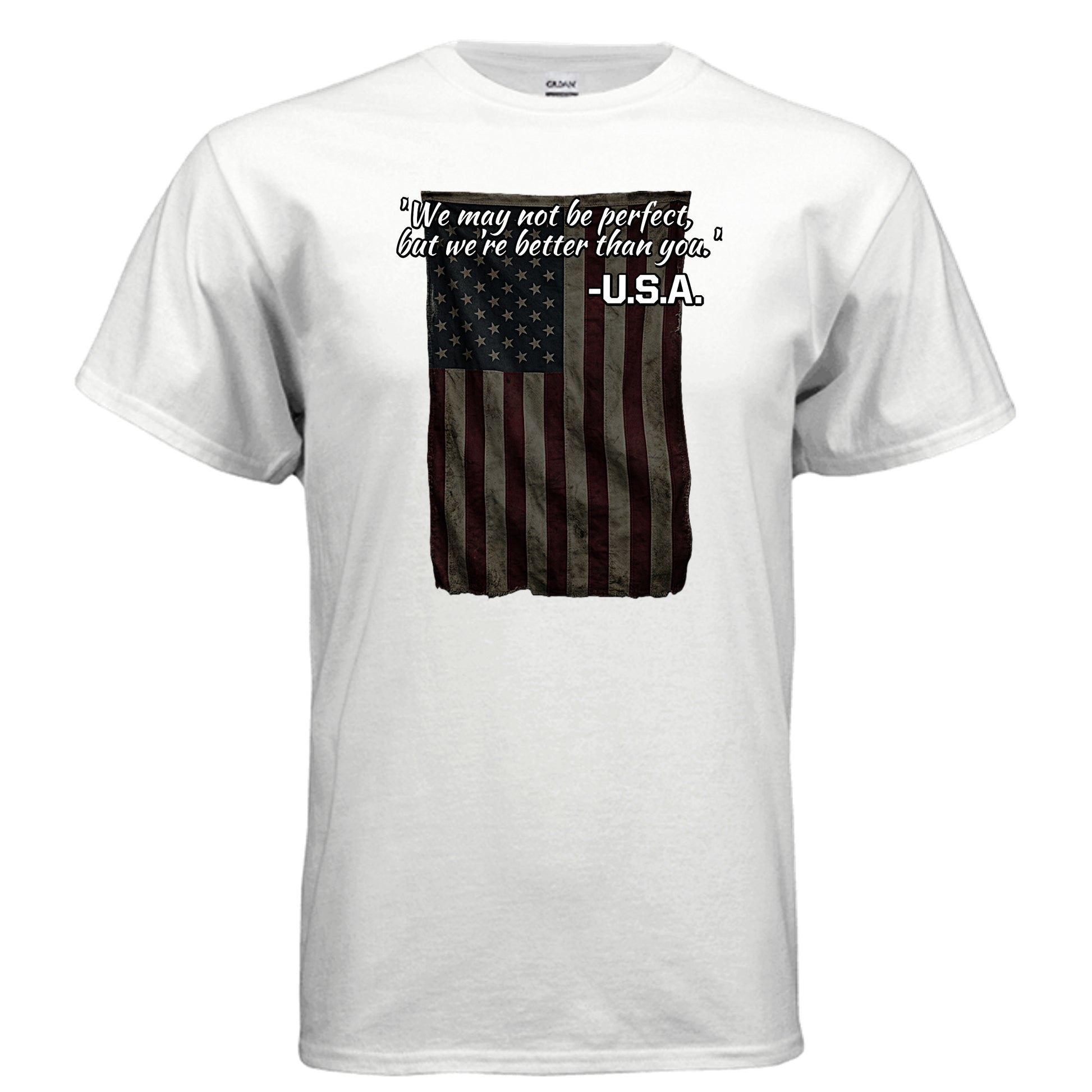 “Not Perfect, Still Winning” USA Tee – American Swagger Edition WHITE {{ product_type }Anvil and Anthem }