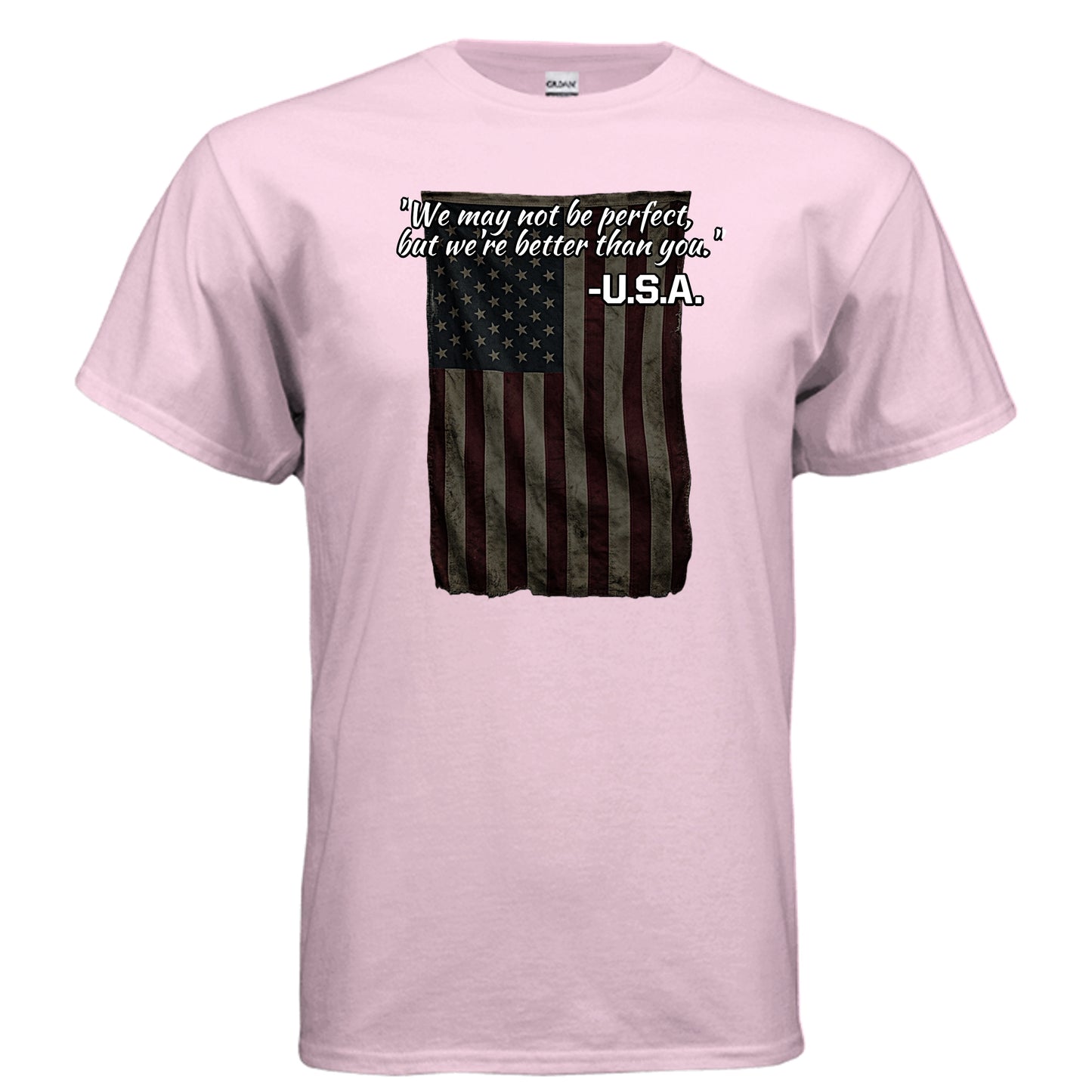 “Not Perfect, Still Winning” USA Tee – American Swagger Edition LIGHT PINK {{ product_type }Anvil and Anthem }