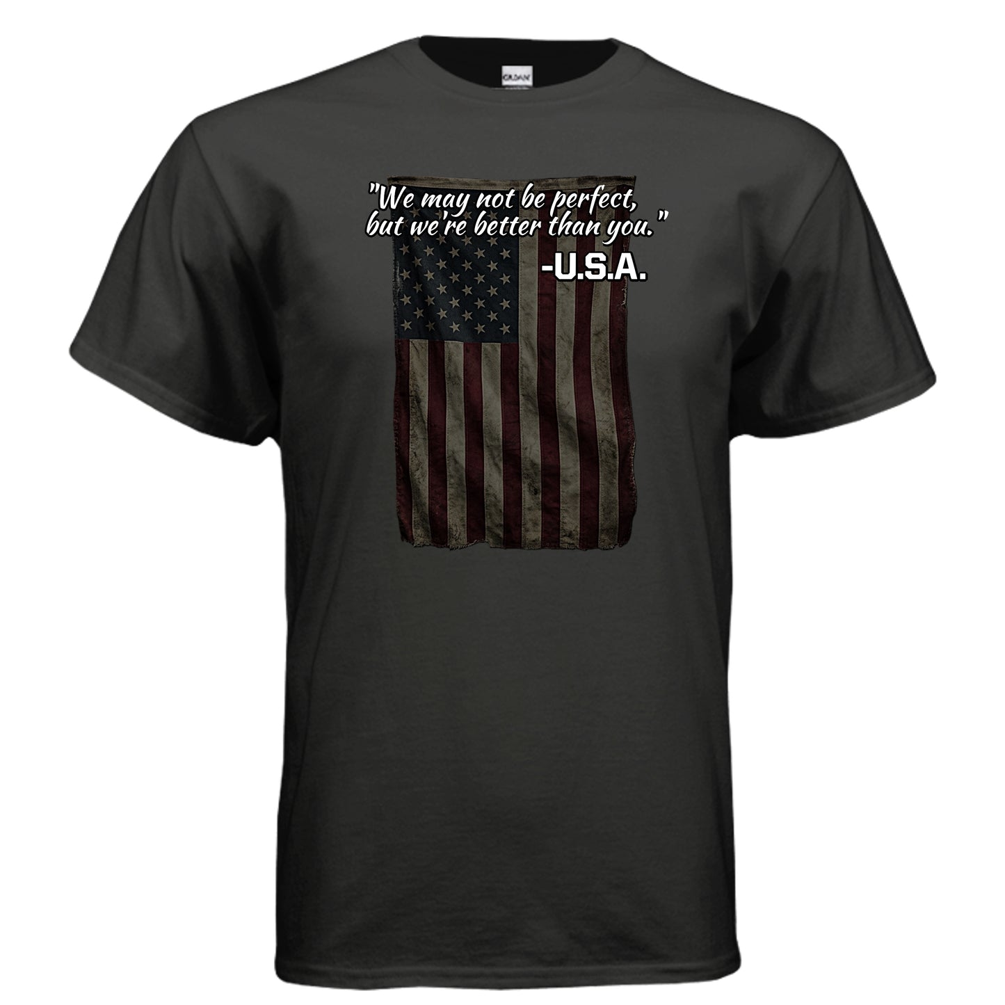 “Not Perfect, Still Winning” USA Tee – American Swagger Edition BLACK {{ product_type }Anvil and Anthem }
