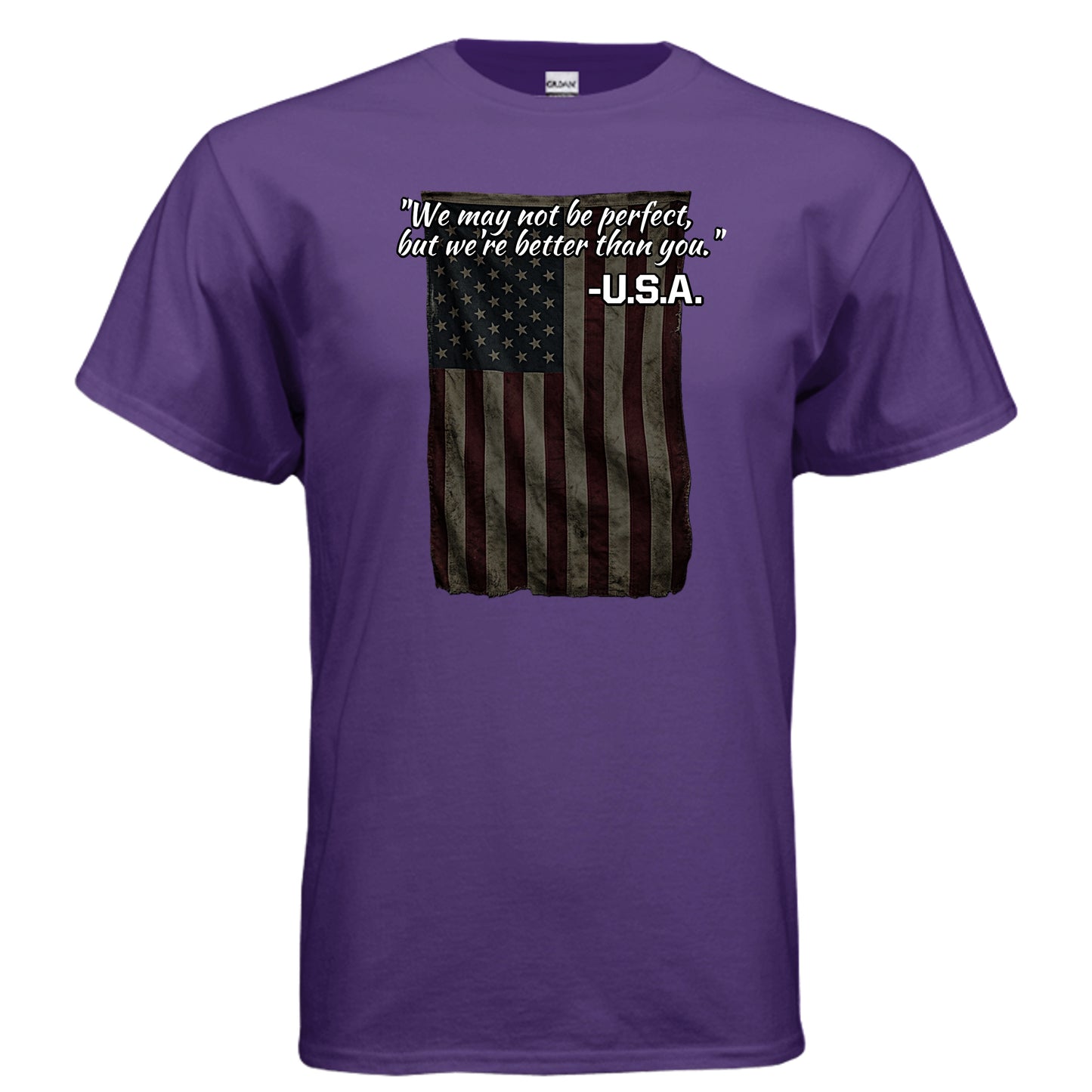 “Not Perfect, Still Winning” USA Tee – American Swagger Edition PURPLE {{ product_type }Anvil and Anthem }