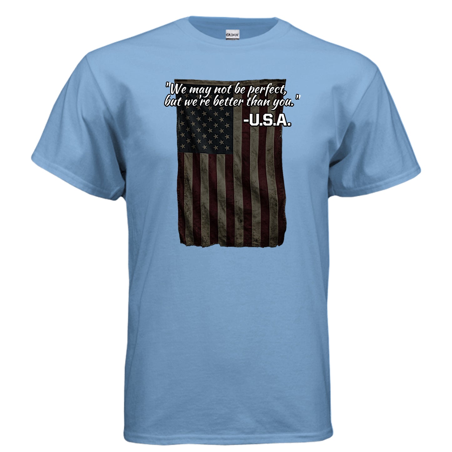 “Not Perfect, Still Winning” USA Tee – American Swagger Edition CAROLINA BLUE {{ product_type }Anvil and Anthem }