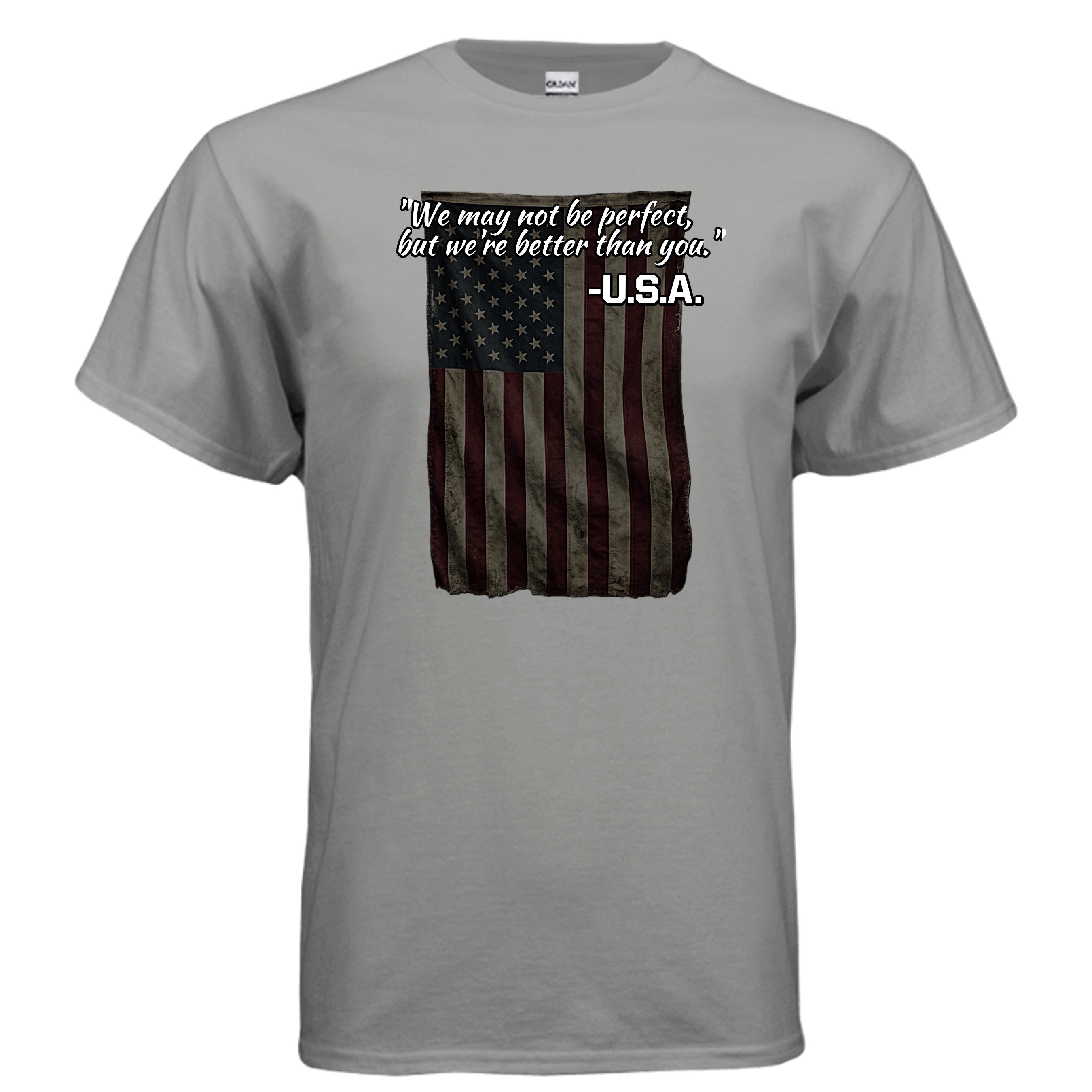 “Not Perfect, Still Winning” USA Tee – American Swagger Edition GRAVEL {{ product_type }Anvil and Anthem }