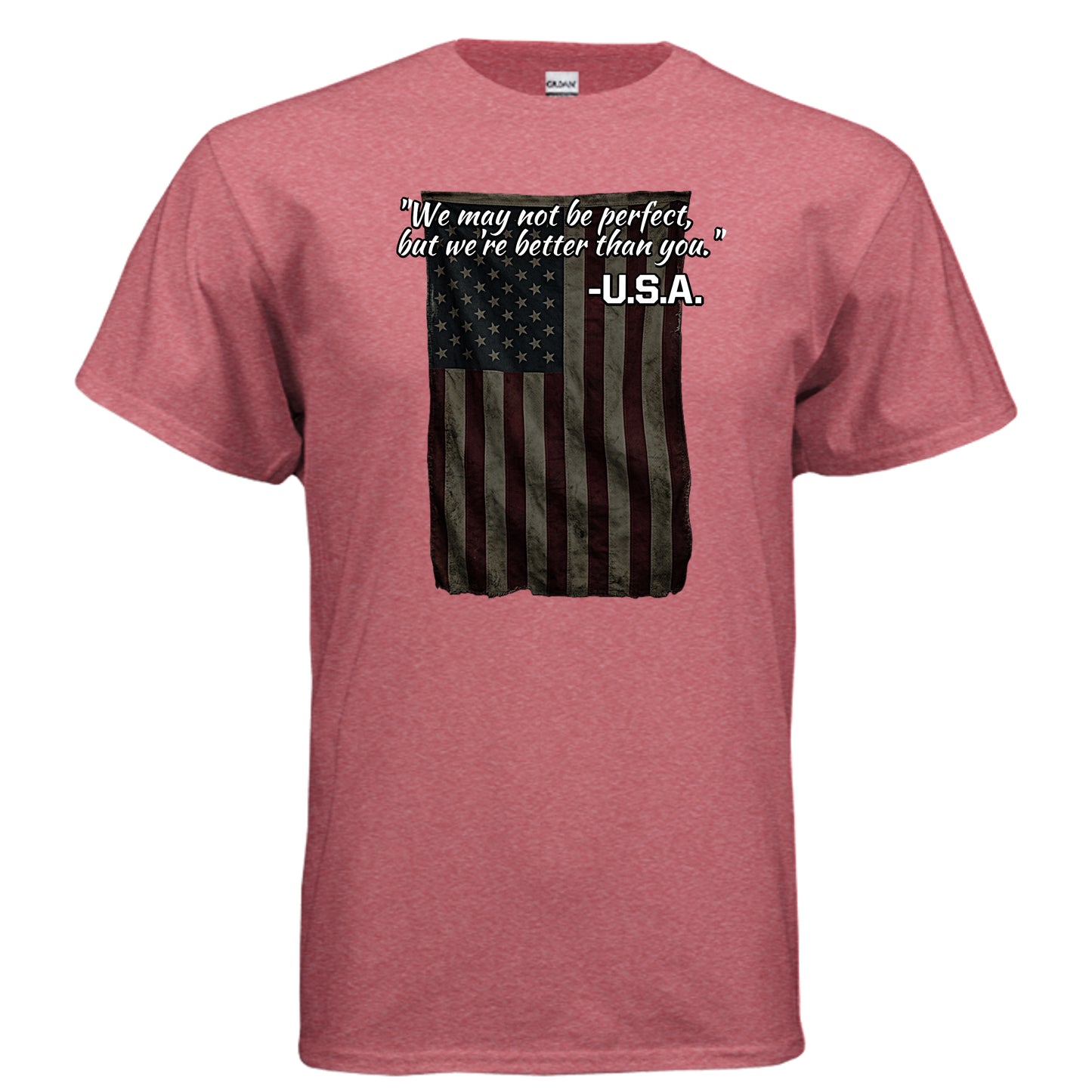 “Not Perfect, Still Winning” USA Tee – American Swagger Edition HEATHER RED {{ product_type }Anvil and Anthem }