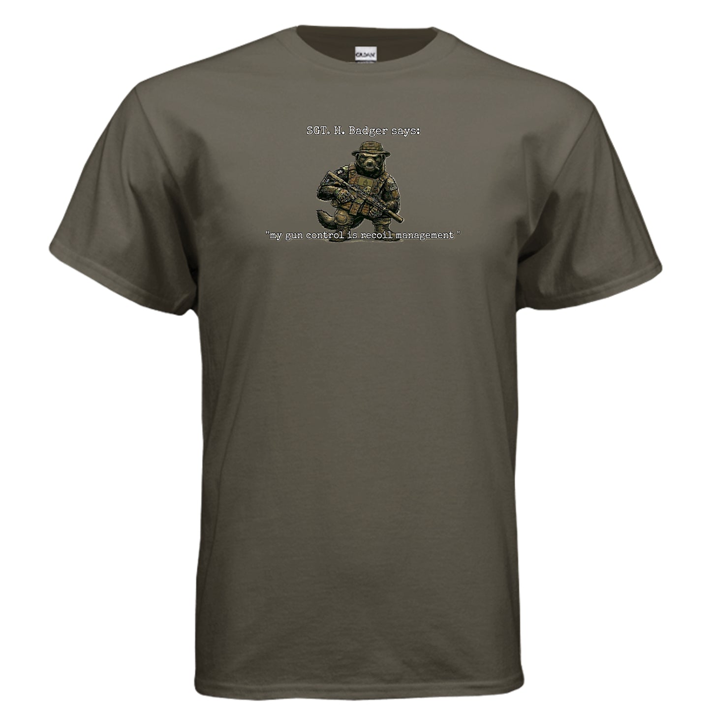 Sgt. H. Badger” Tactical Tee – Recoil Management Specialist {{ product_type }Anvil and Anthem }