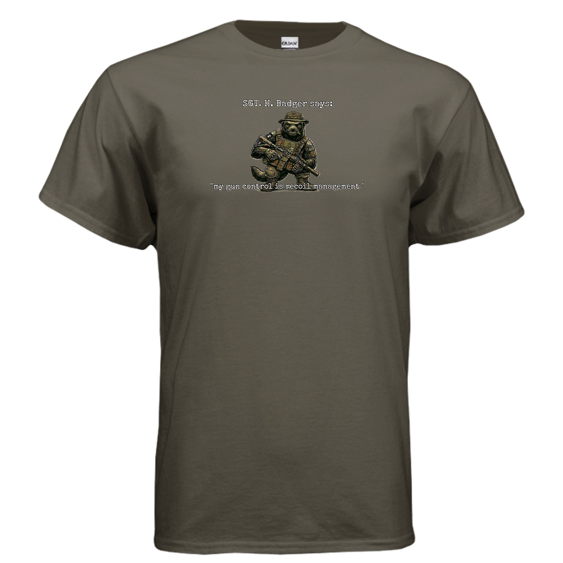 Sgt. H. Badger” Tactical Tee – Recoil Management Specialist {{ product_type }Anvil and Anthem }