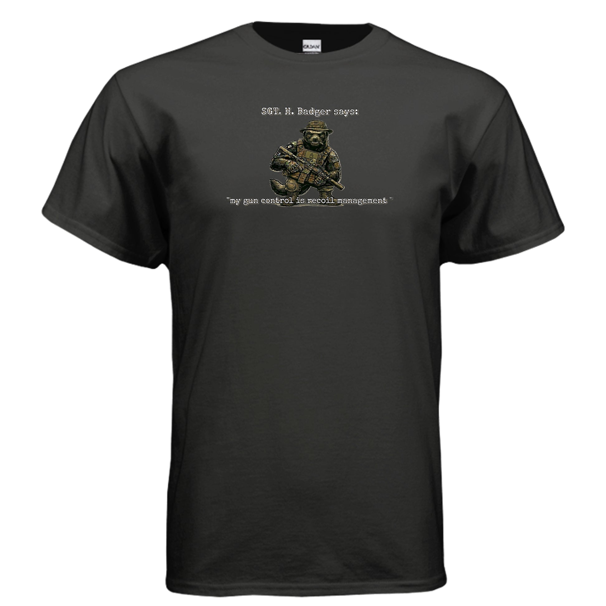 Sgt. H. Badger” Tactical Tee – Recoil Management Specialist {{ product_type }Anvil and Anthem }