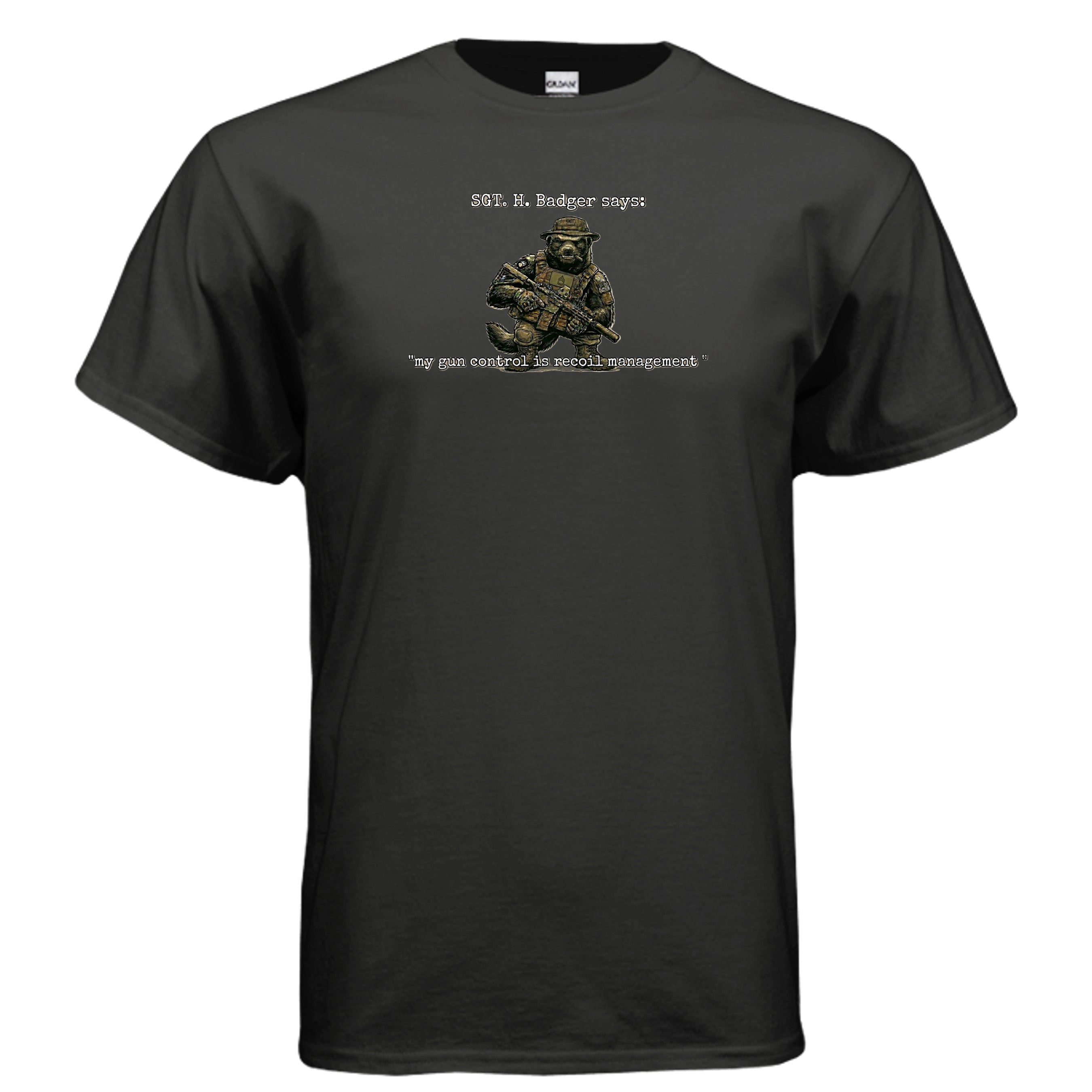 Sgt. H. Badger” Tactical Tee – Recoil Management Specialist Anvil and Anthem }
