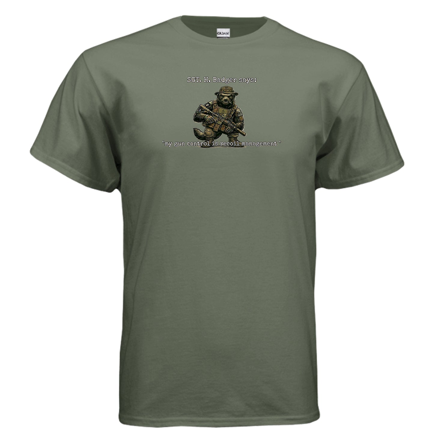 Sgt. H. Badger” Tactical Tee – Recoil Management Specialist {{ product_type }Anvil and Anthem }