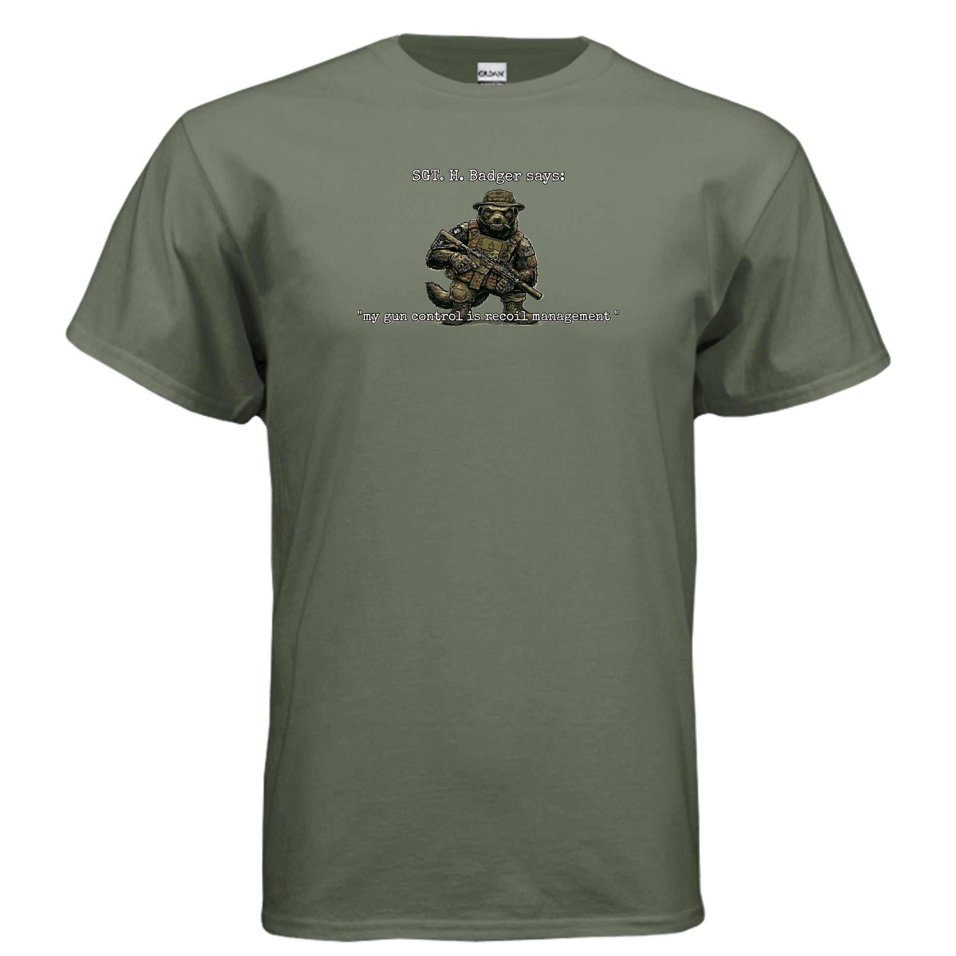 Sgt. H. Badger” Tactical Tee – Recoil Management Specialist {{ product_type }Anvil and Anthem }