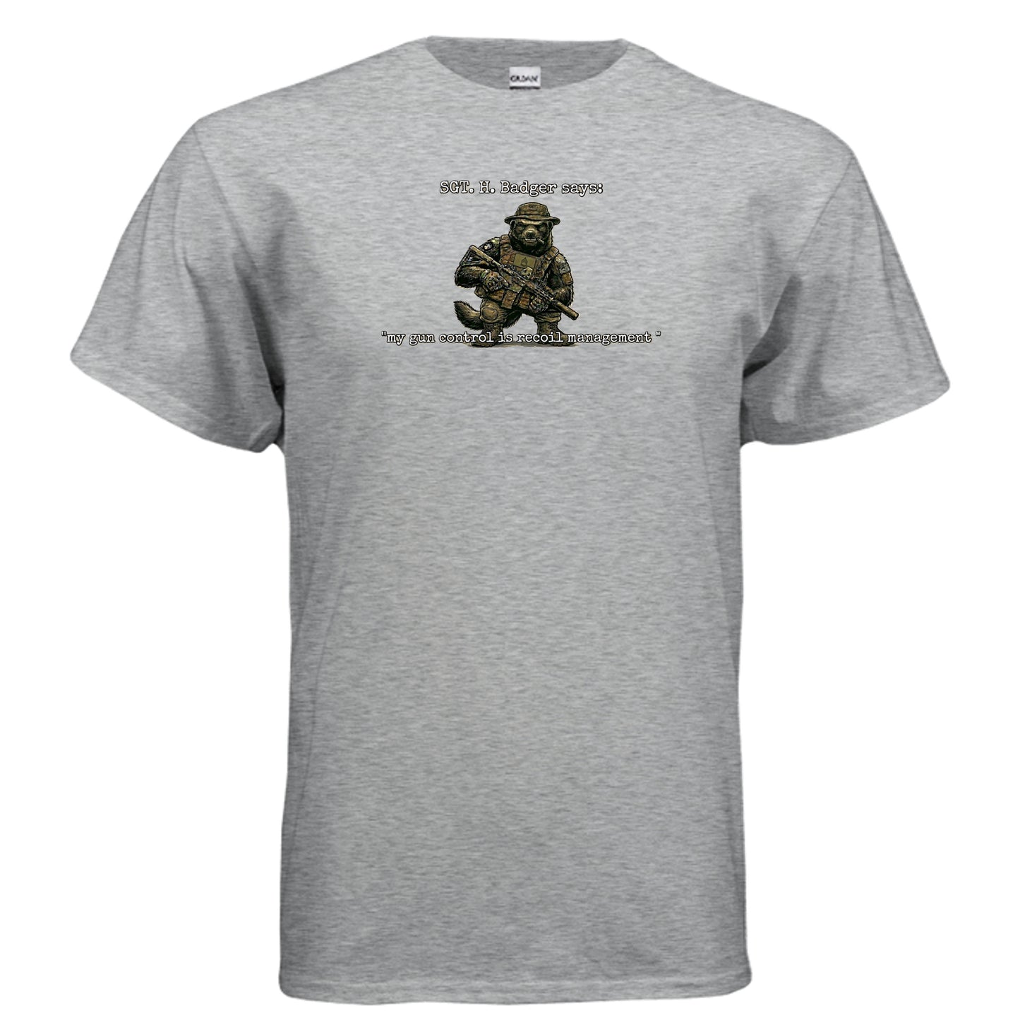 Sgt. H. Badger” Tactical Tee – Recoil Management Specialist {{ product_type }Anvil and Anthem }