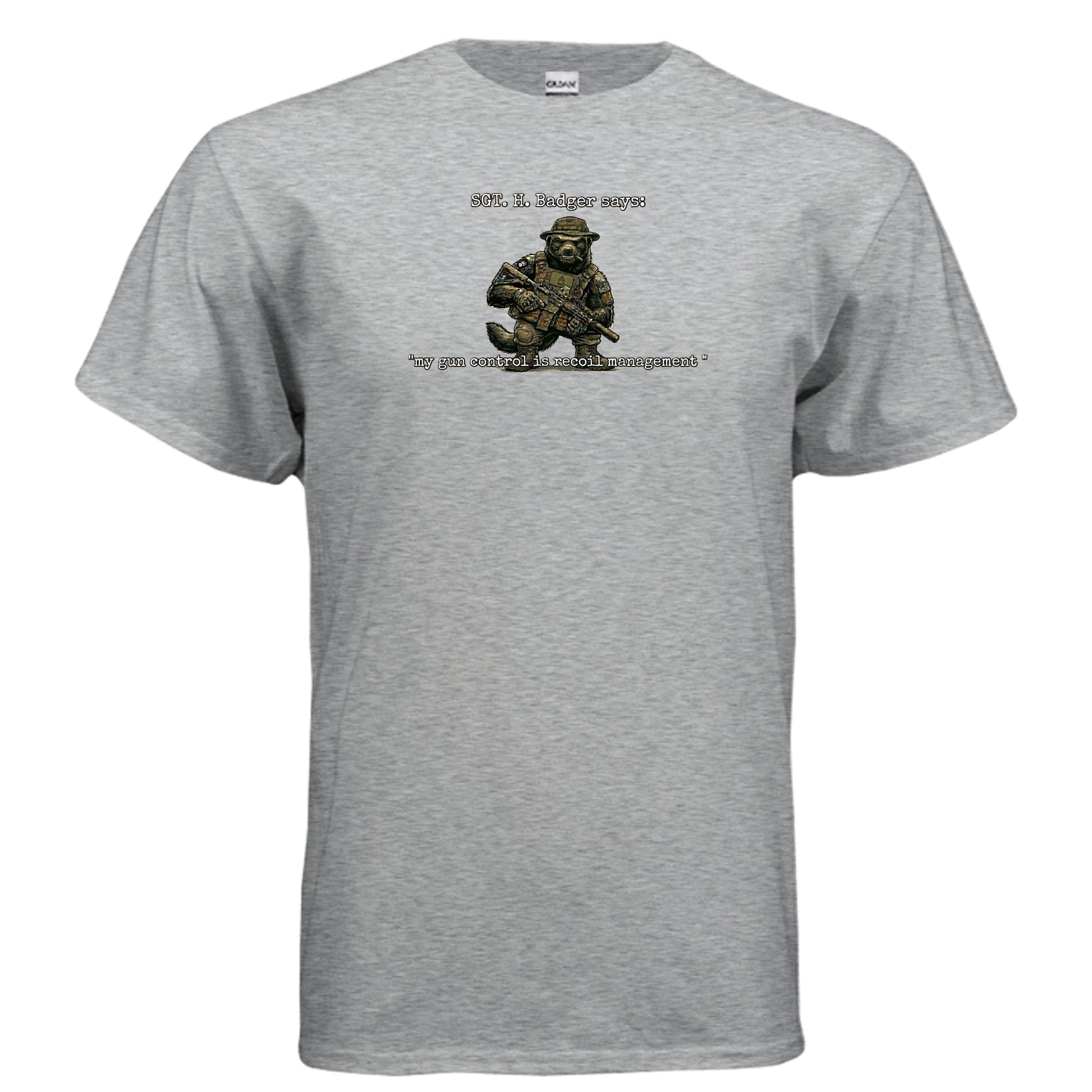 Sgt. H. Badger” Tactical Tee – Recoil Management Specialist {{ product_type }Anvil and Anthem }