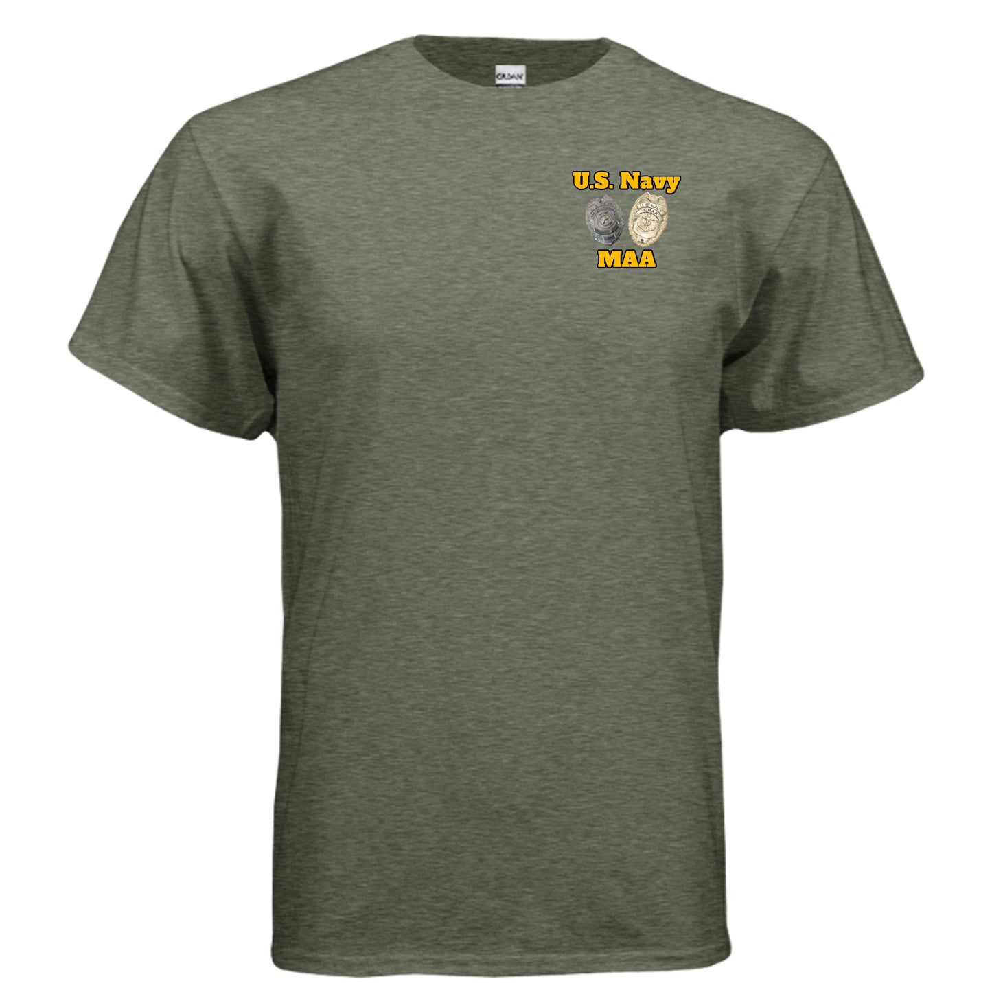US Navy MAA “Master at Arms” Tee – Security & Discipline Edition HEATHER MILITARY GREEN {{ product_type }Anvil and Anthem }