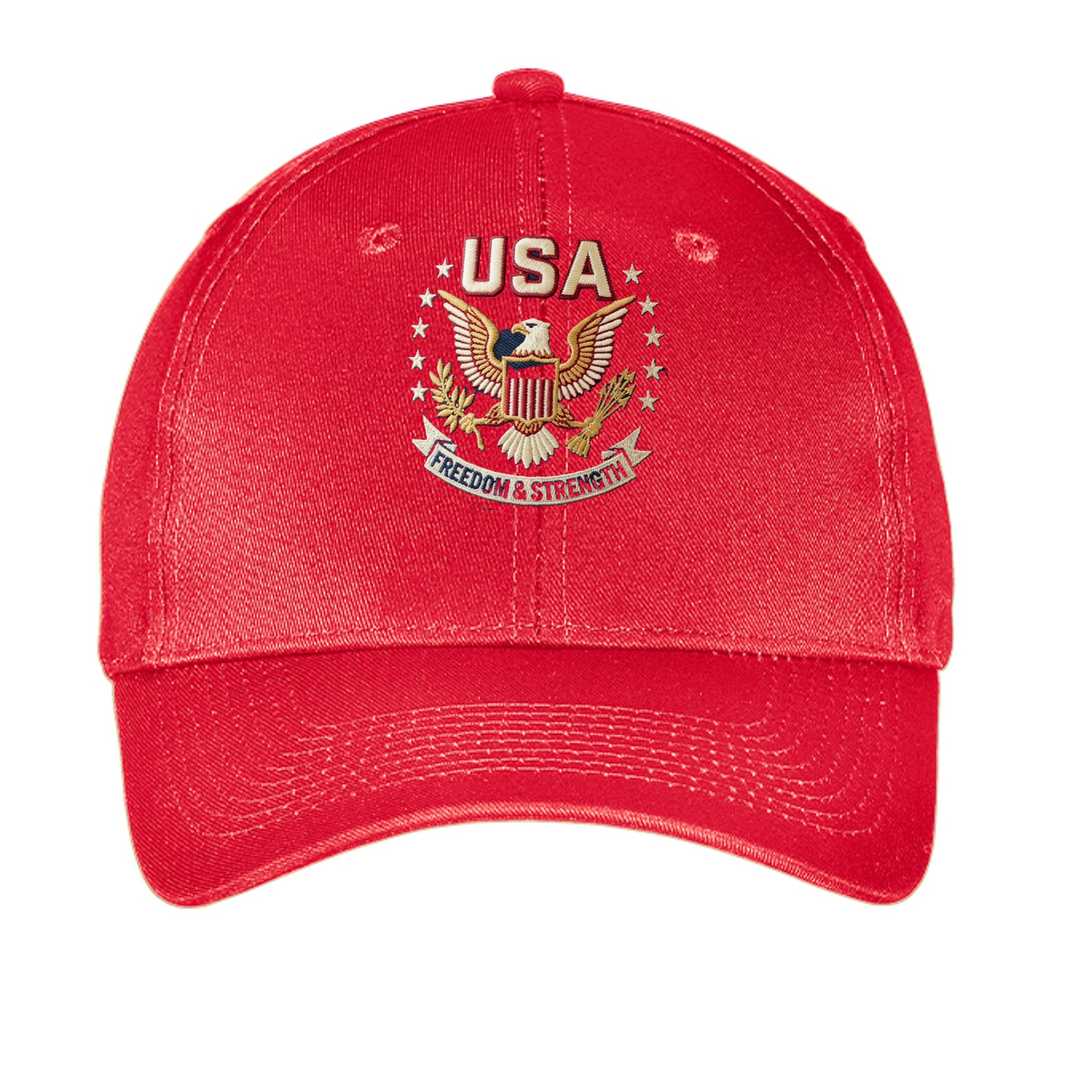 “Freedom & Strength” USA Eagle Dad Hat – American Patriot Edition True Red ONE SIZE {{ product_type }Anvil and Anthem }