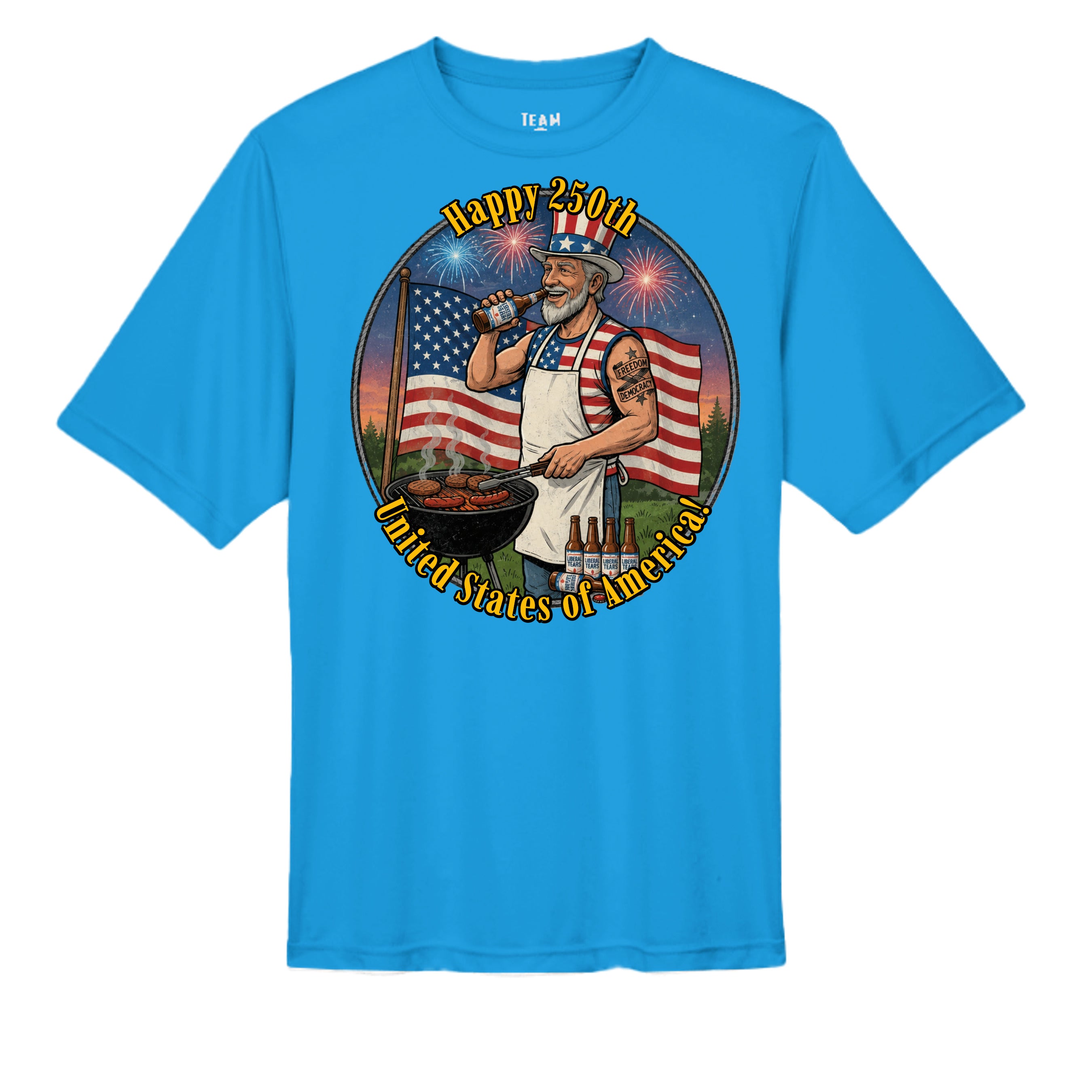 “Uncle Sam BBQ Edition” Performance Tee – America 250 Celebration Shirt Anvil and Anthem }